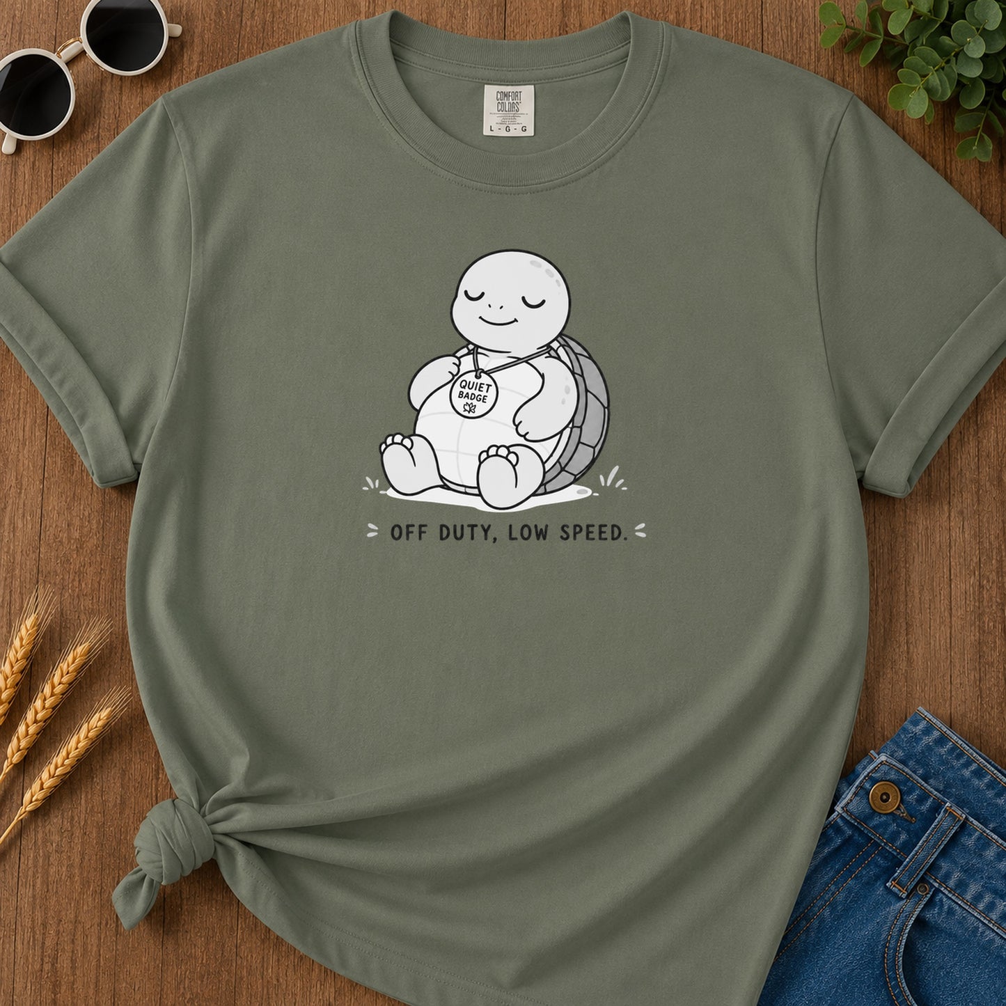 Quiet Turtle 319 T-Shirt - Moss Mockup