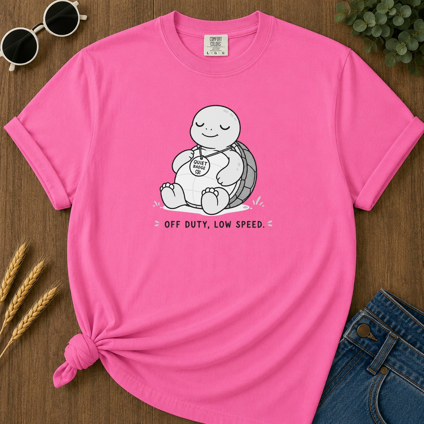 Quiet Turtle 319 T-Shirt - Neon Pink Mockup