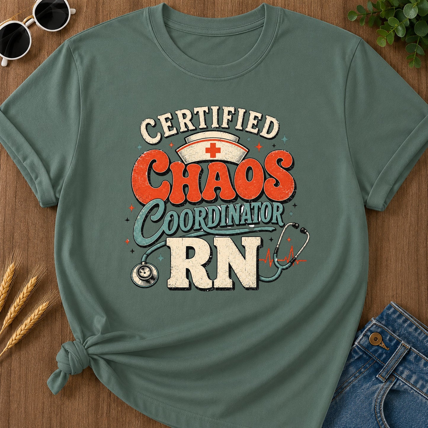 Certified Chaos T-Shirt - Blue Spruce Mockup