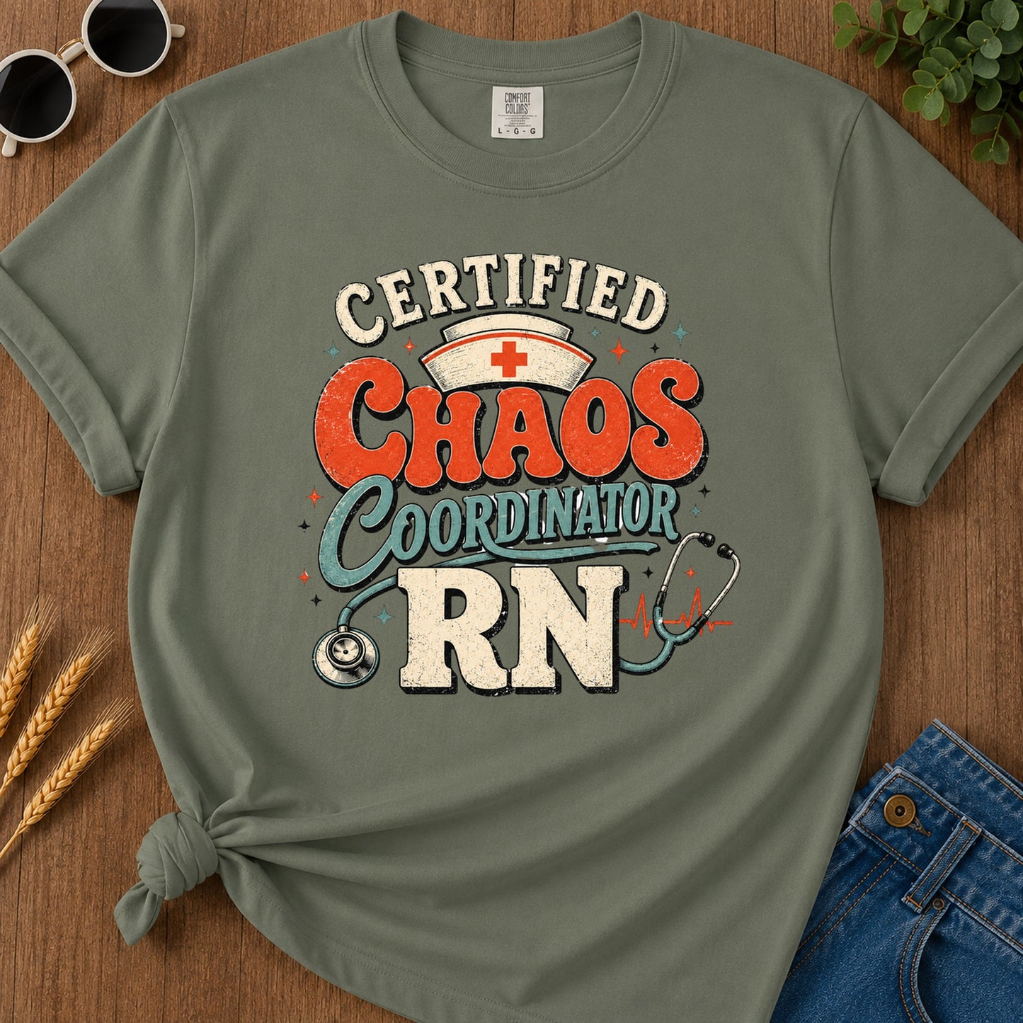 Certified Chaos T-Shirt - Moss Mockup