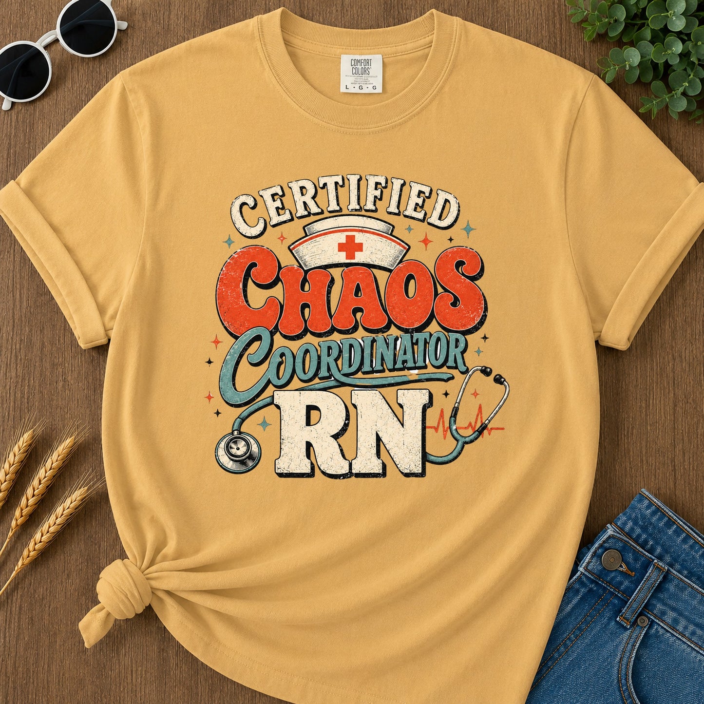 Certified Chaos T-Shirt - Mustard Mockup