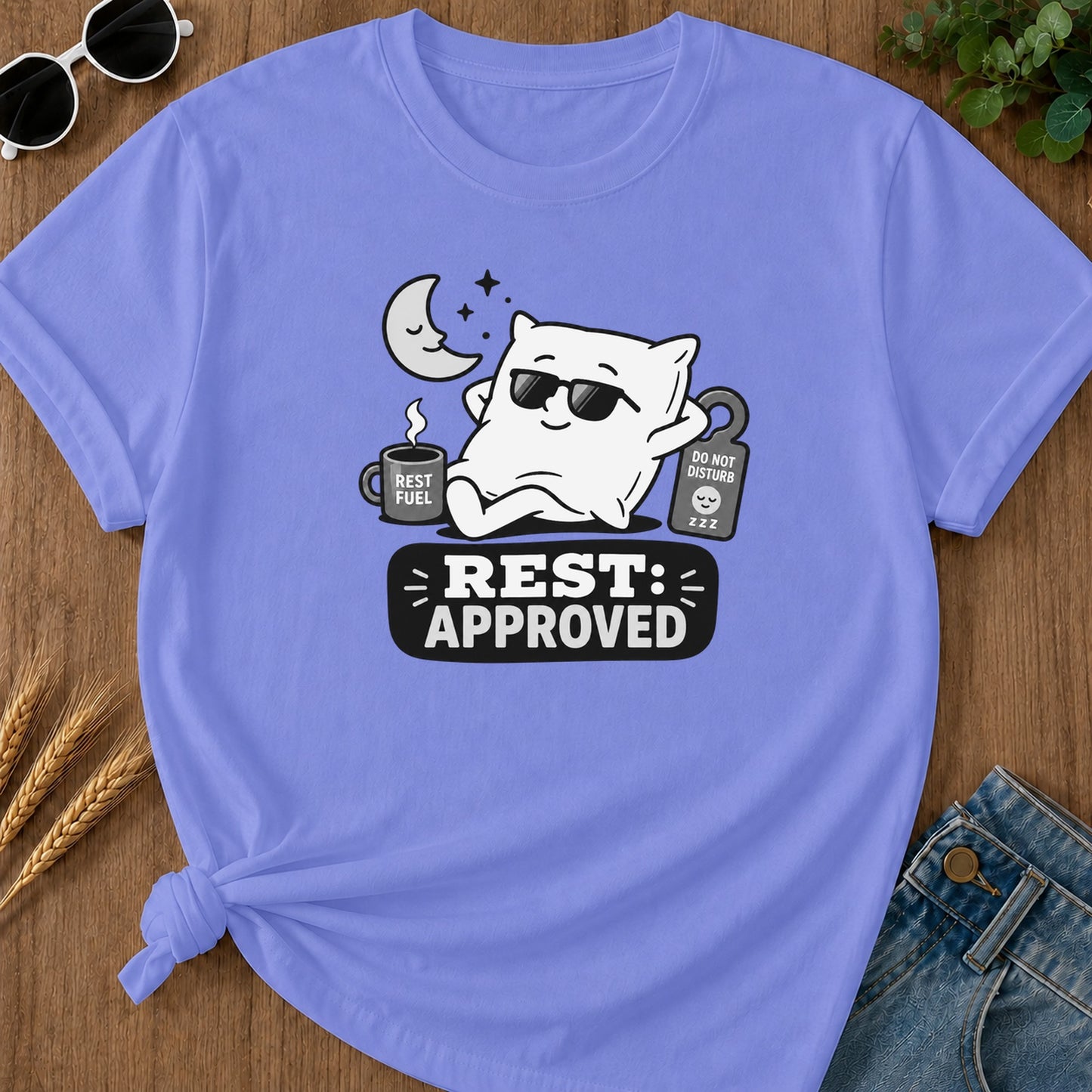 Rest Approved 320 T-Shirt - Flo Blue Mockup