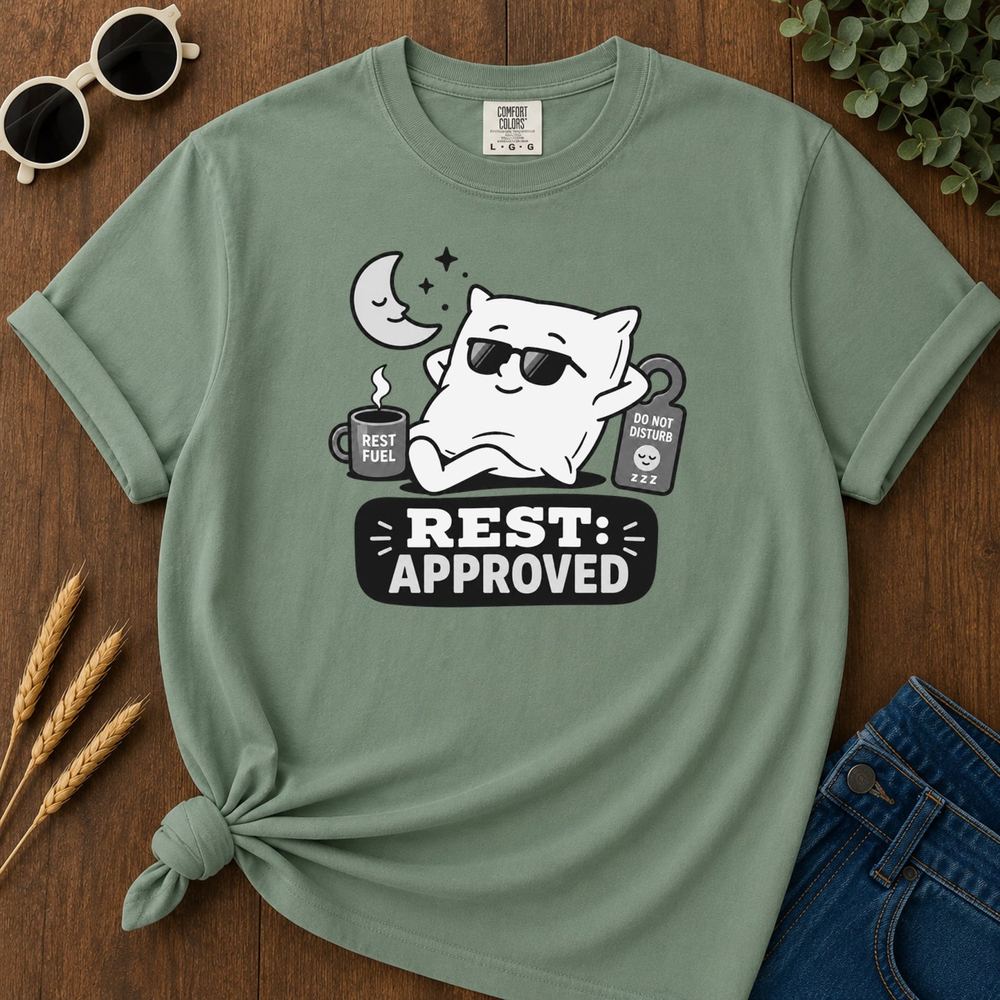 Rest Approved 320 T-Shirt - Light Green Mockup