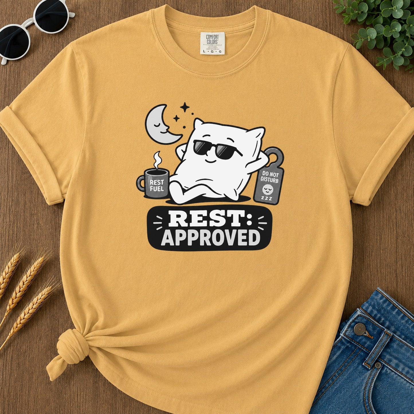 Rest Approved 320 T-Shirt - Mustard Mockup