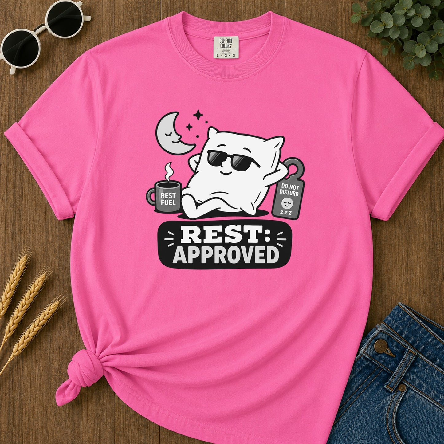 Rest Approved 320 T-Shirt - Neon Pink Mockup