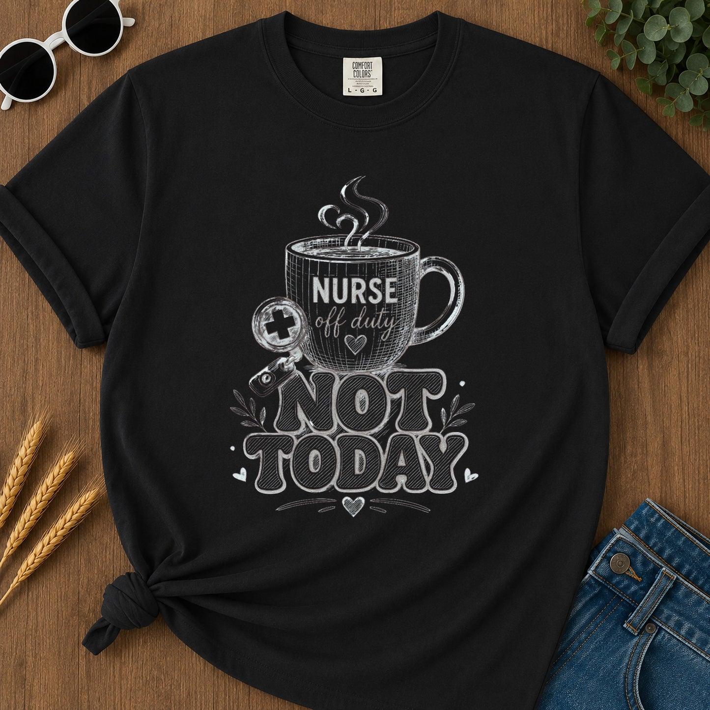 Sketched Not Today T-Shirt - Black Mockup
