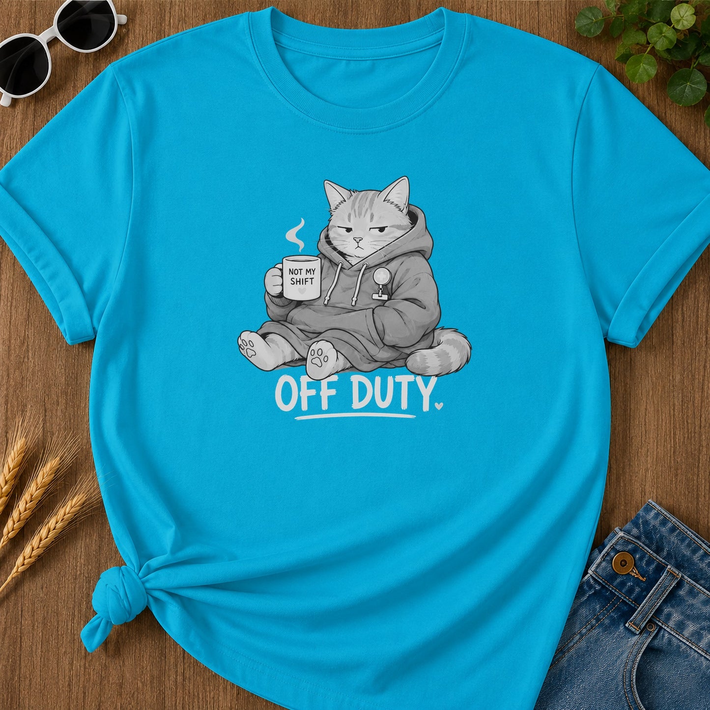Off Duty Cat 321 T-Shirt - Sapphire Mockup