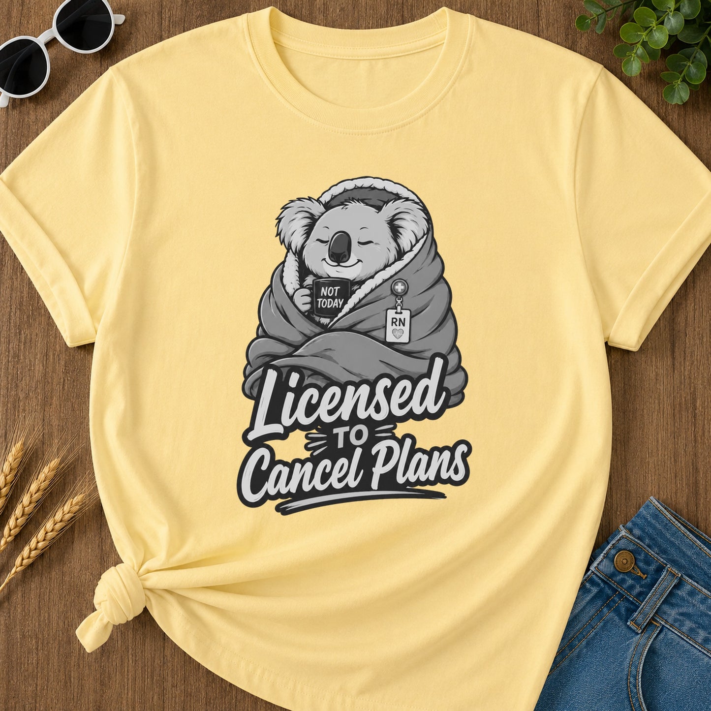 Licensed Cancel Plans 322 T-Shirt - Butter Mockup