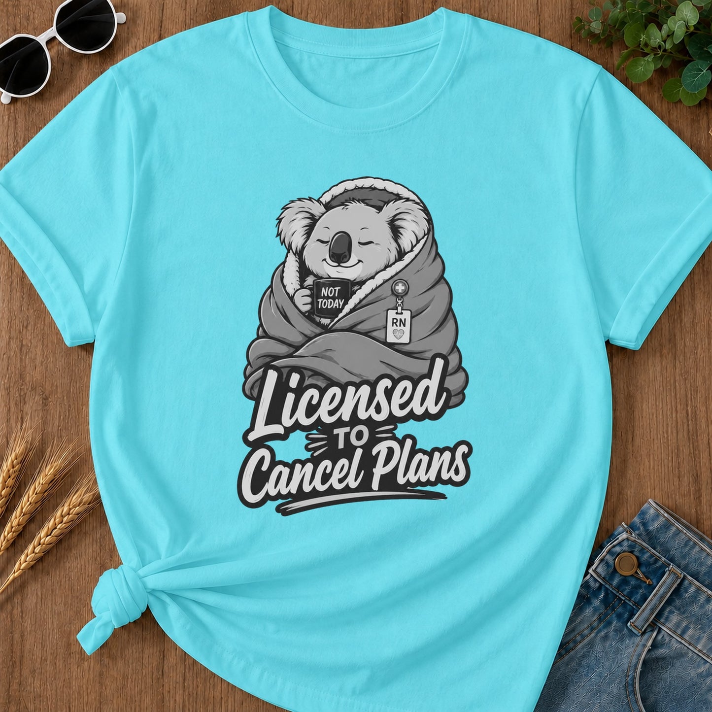 Licensed Cancel Plans 322 T-Shirt - Lagoon Blue Mockup