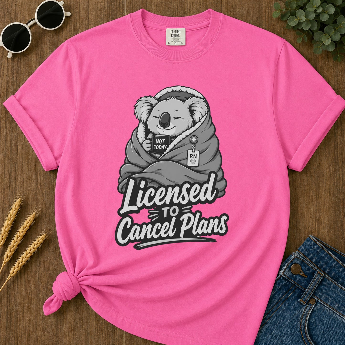 Licensed Cancel Plans 322 T-Shirt - Neon Pink Mockup