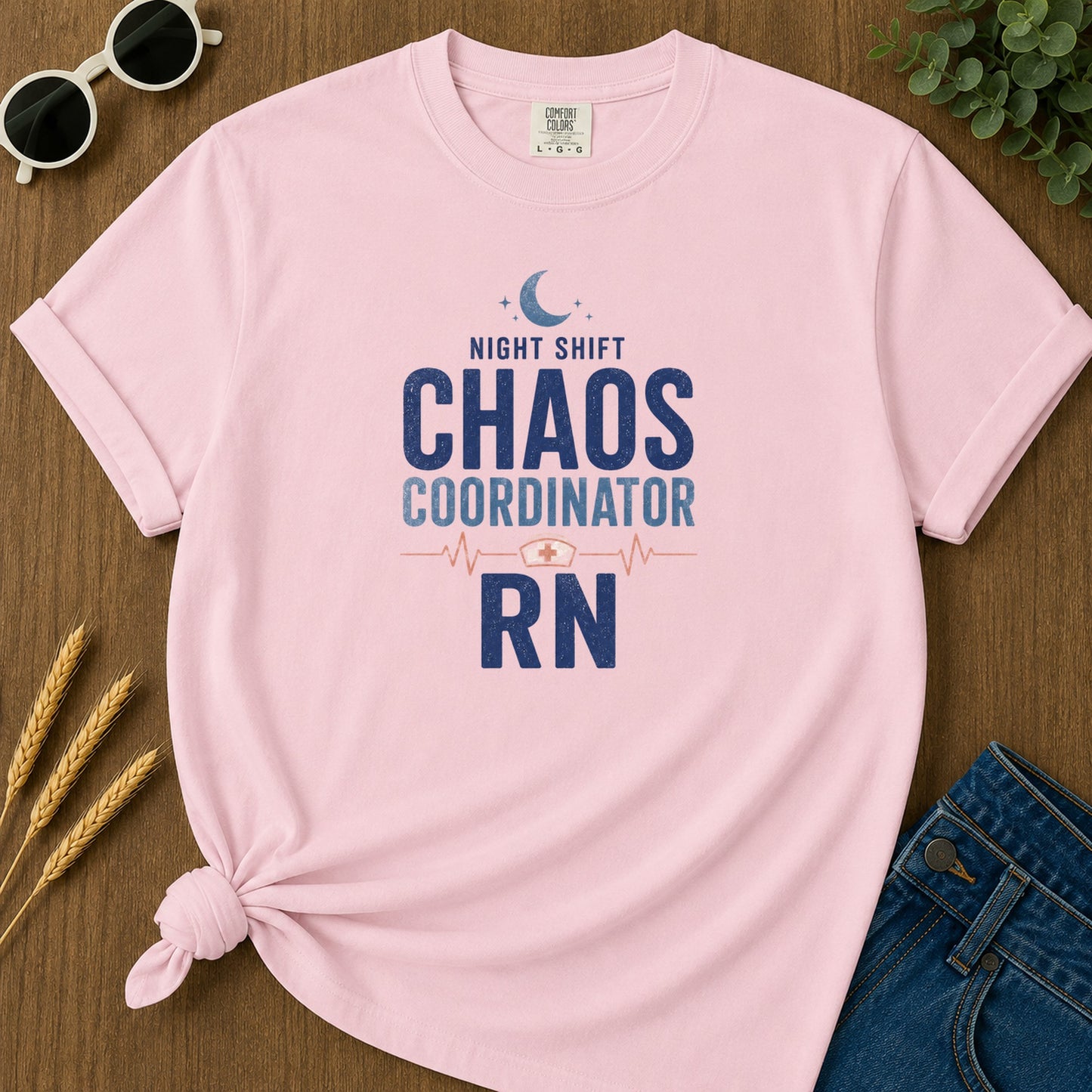 Night Shift Chaos T-Shirt - Blossom Mockup