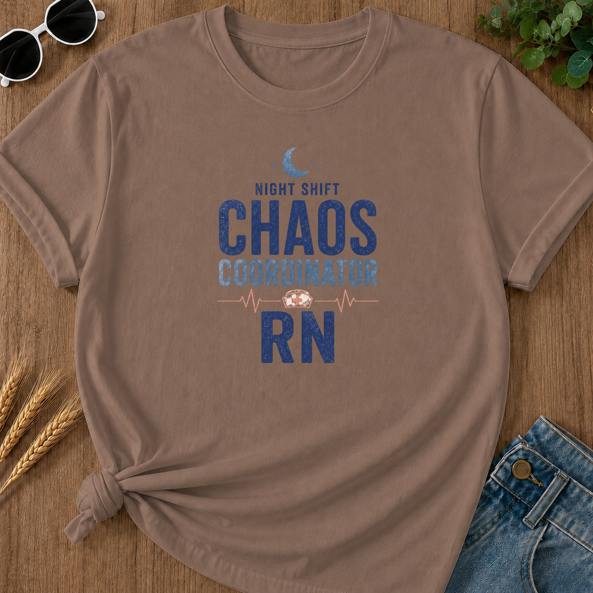 Night Shift Chaos T-Shirt - Espresso Mockup