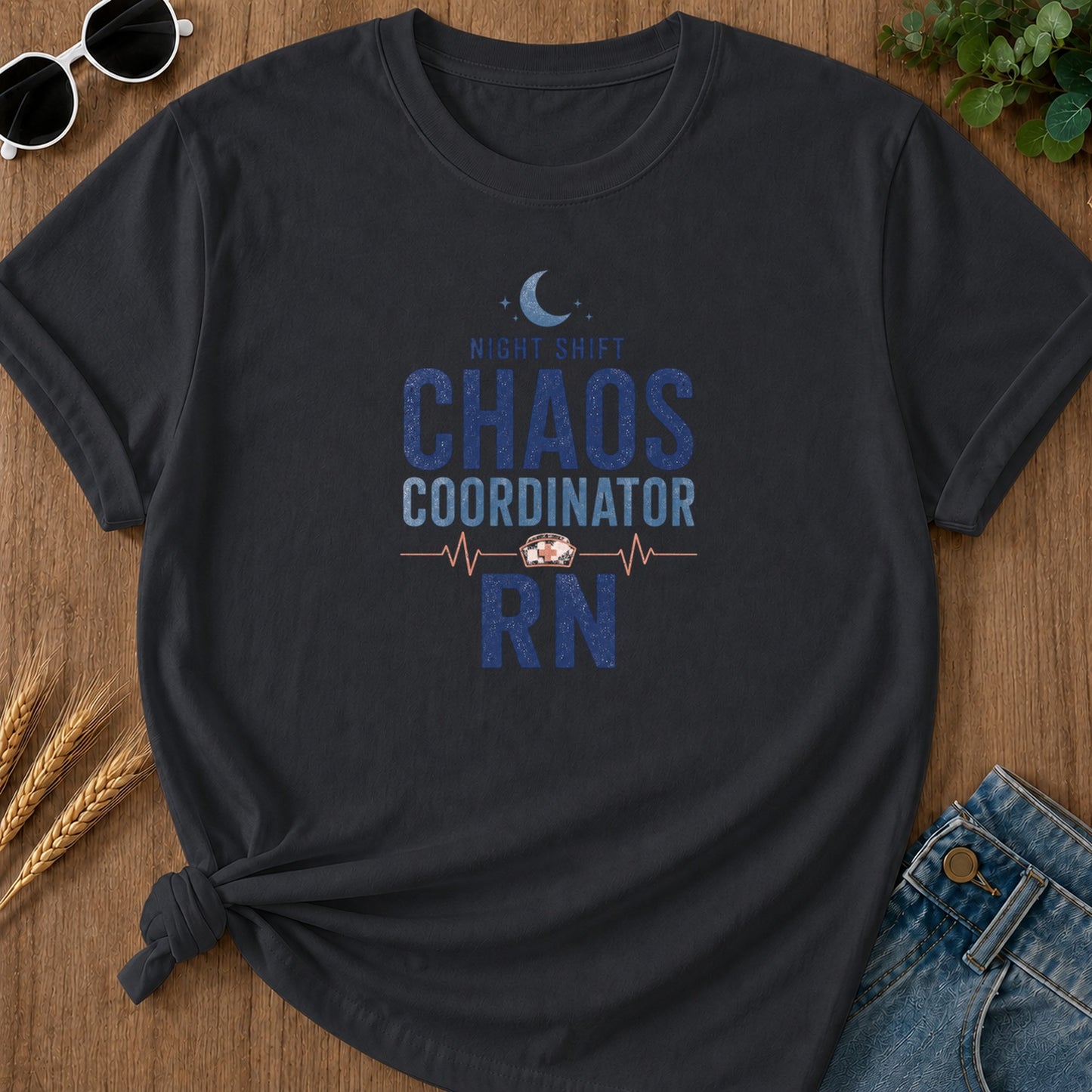 Night Shift Chaos T-Shirt - Graphite Mockup