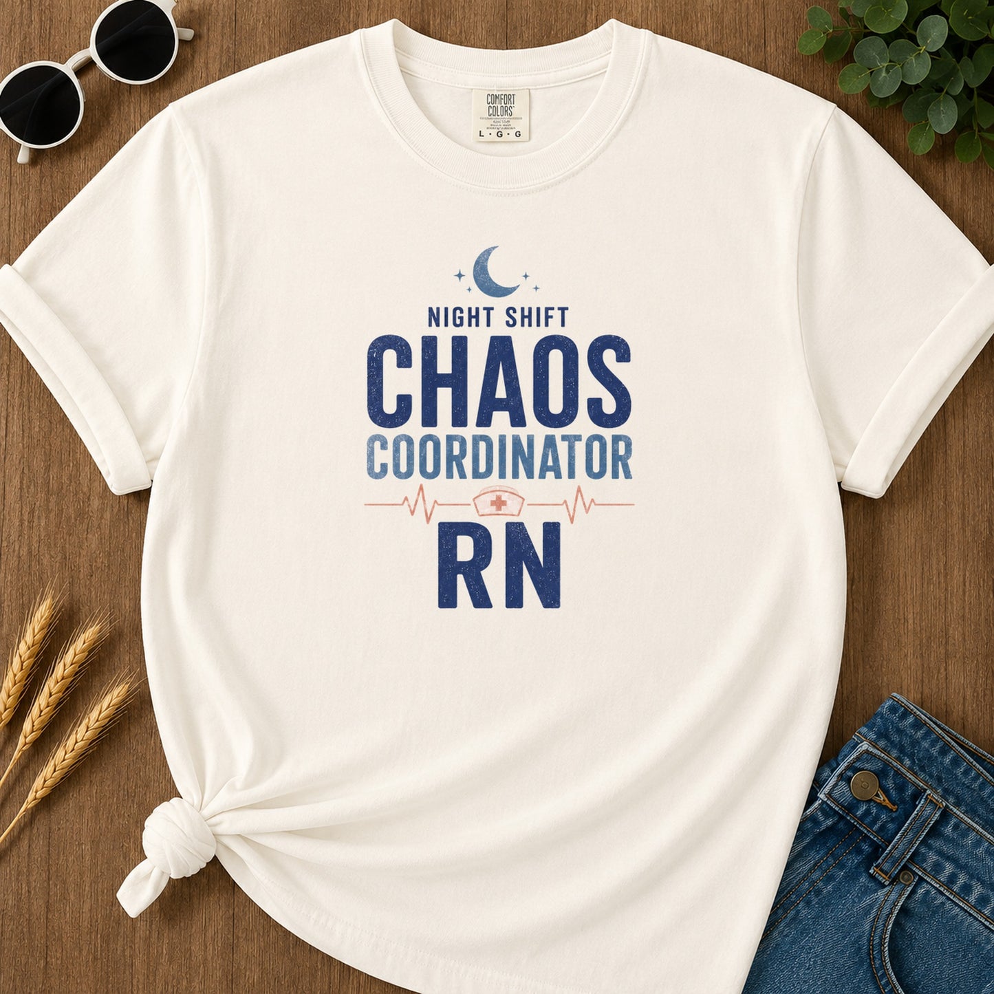 Night Shift Chaos T-Shirt - Ivory Mockup