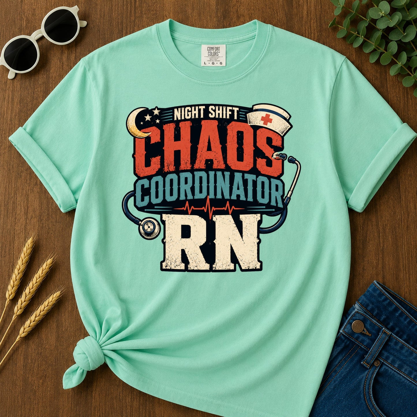 Night Shift Chaos 2 T-Shirt - Island Reef Mockup
