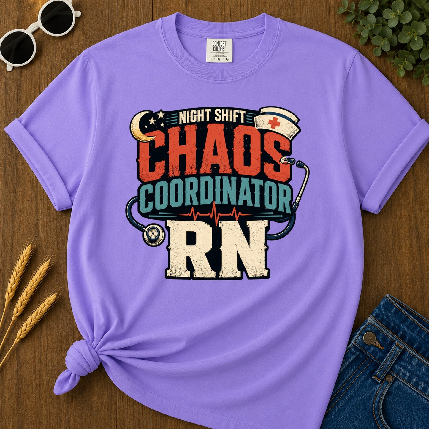 Night Shift Chaos 2 T-Shirt - Violet Mockup
