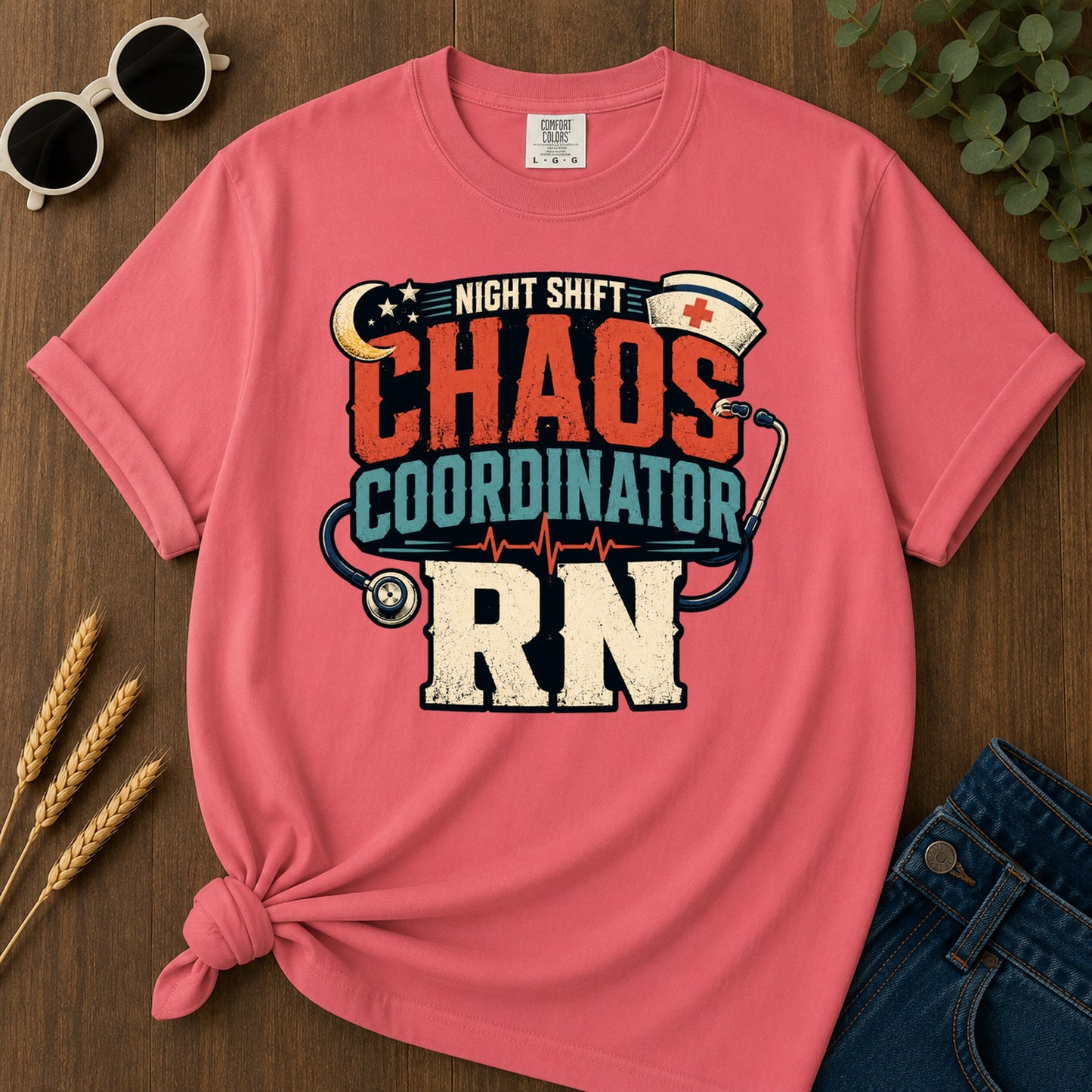 Night Shift Chaos 2 T-Shirt - Watermelon Mockup