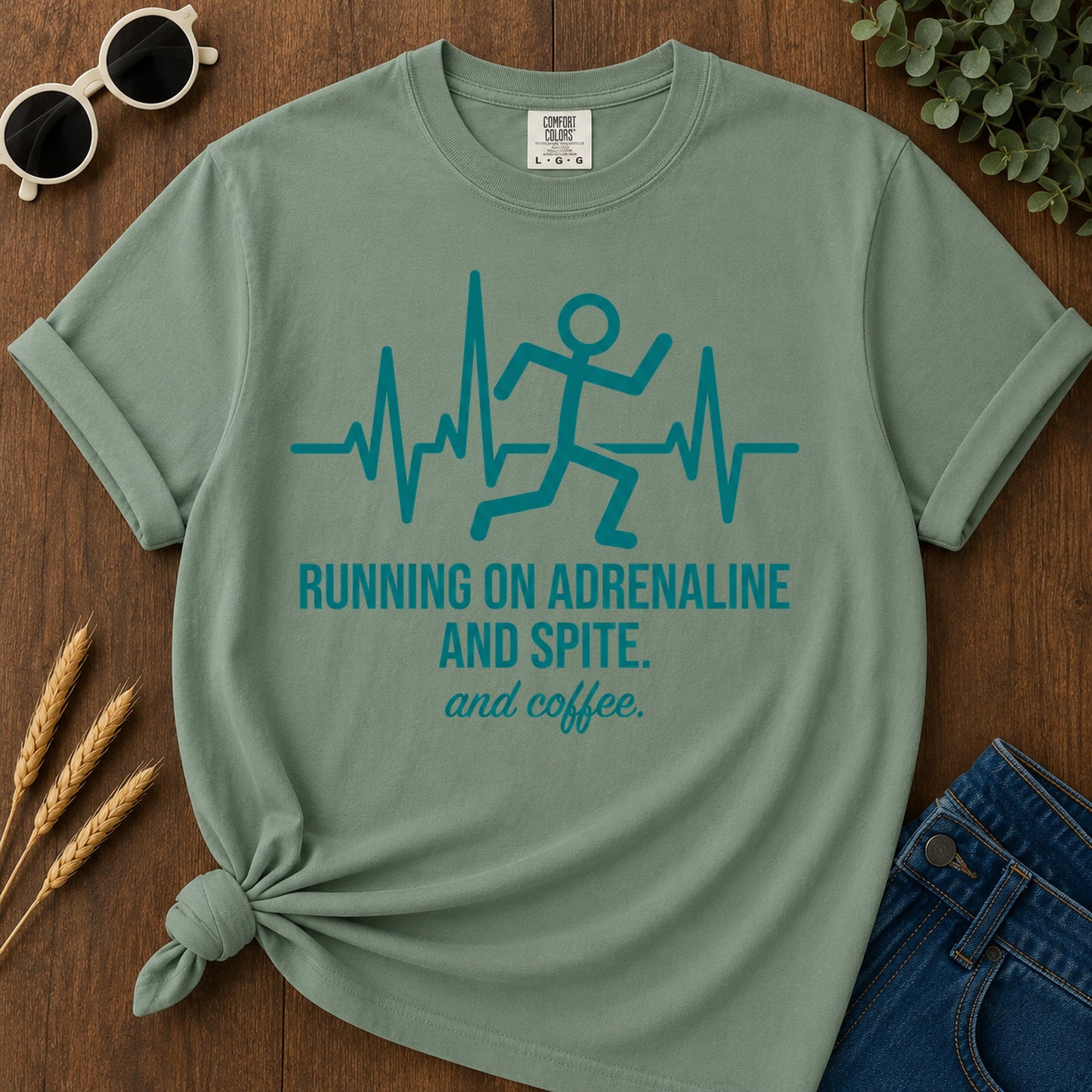 Adrenaline Runner T-Shirt - Light Green Mockup