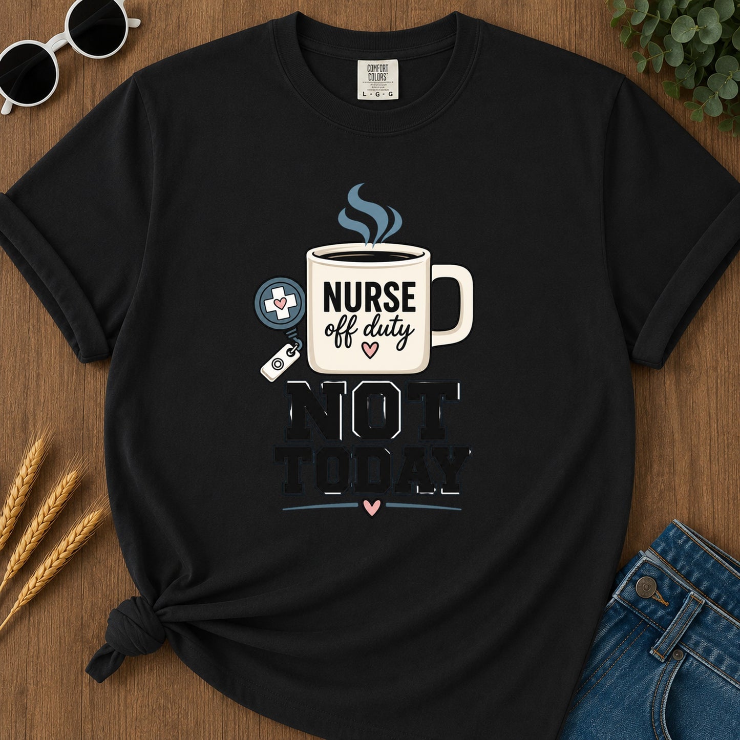 Off Duty Mug T-Shirt - Black Mockup