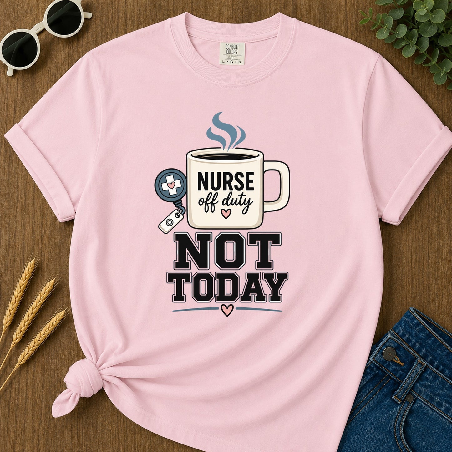 Off Duty Mug T-Shirt - Blossom Mockup