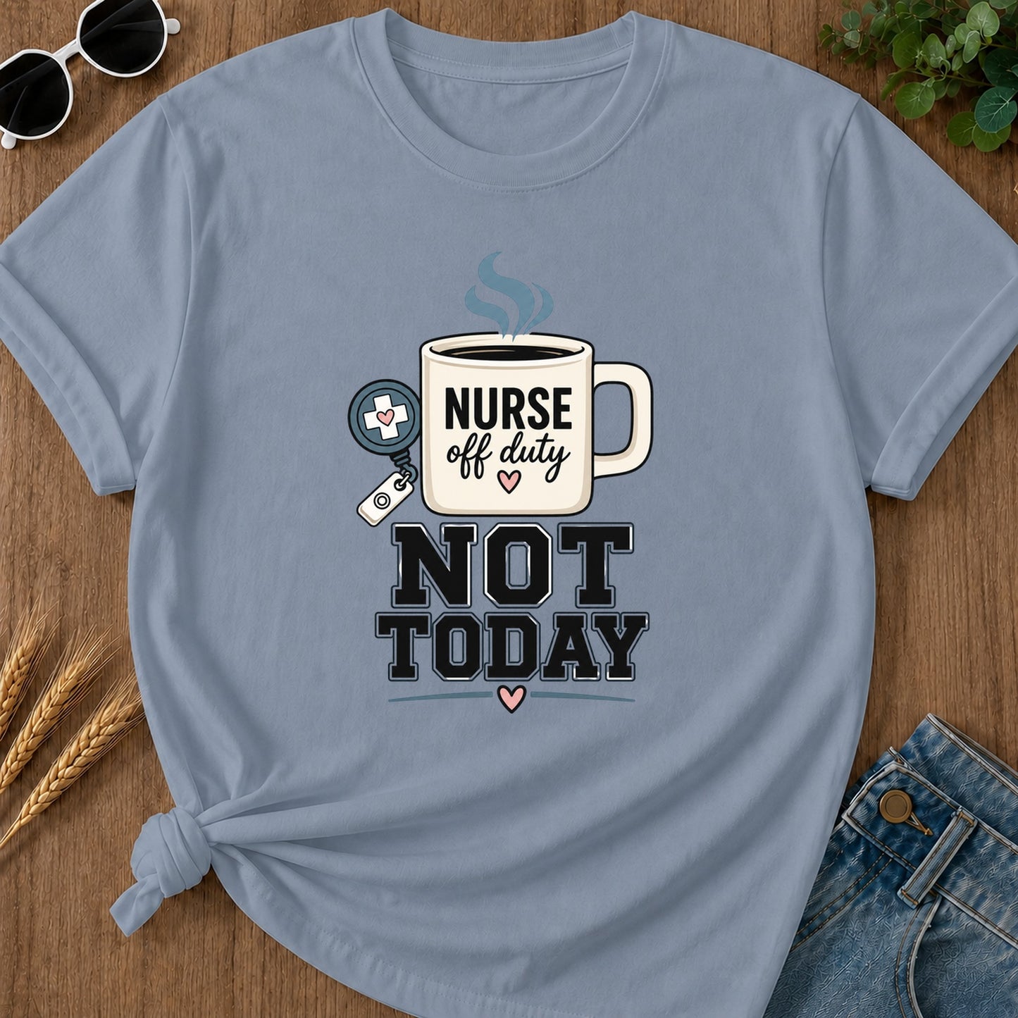 Off Duty Mug T-Shirt - Blue Jean Mockup