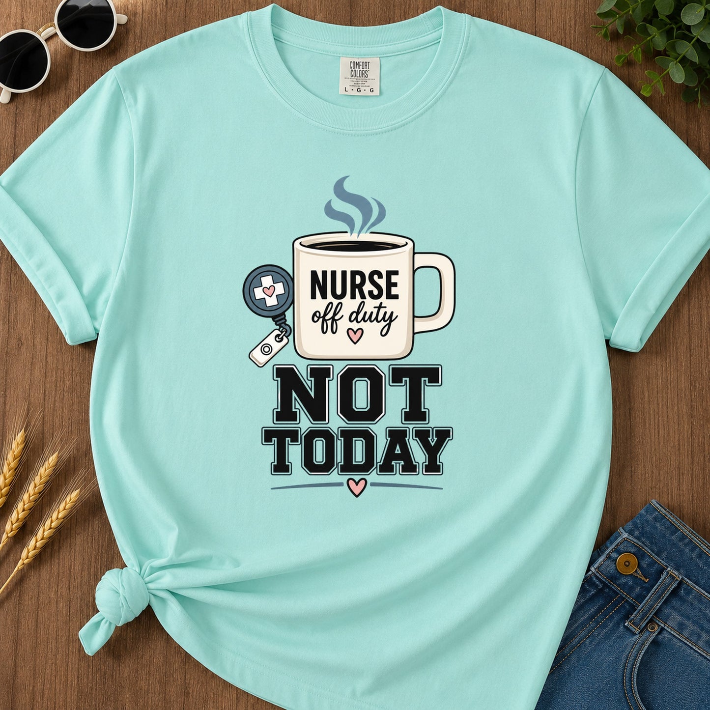 Off Duty Mug T-Shirt - Chalky Mint Mockup