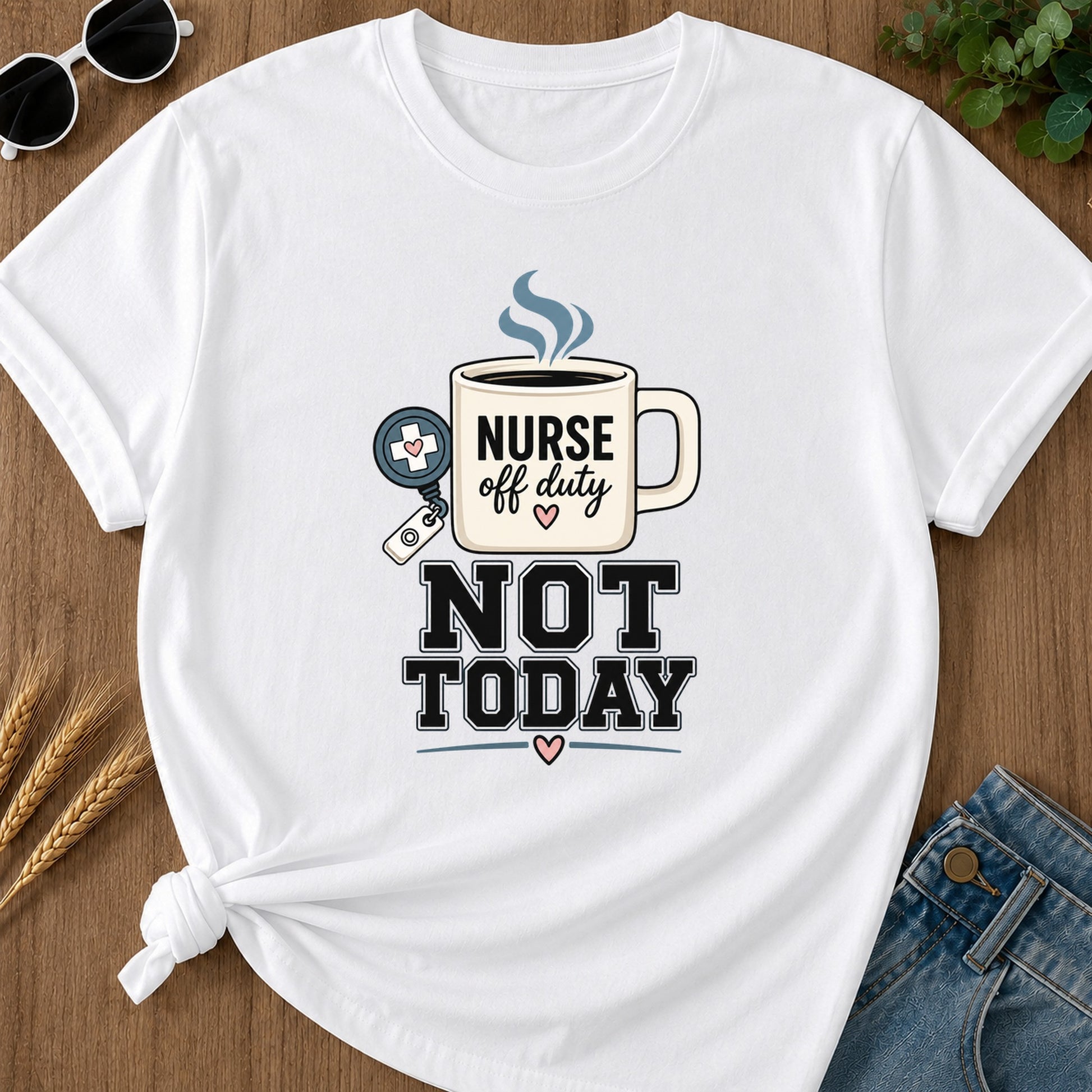 Off Duty Mug T-Shirt - White Mockup