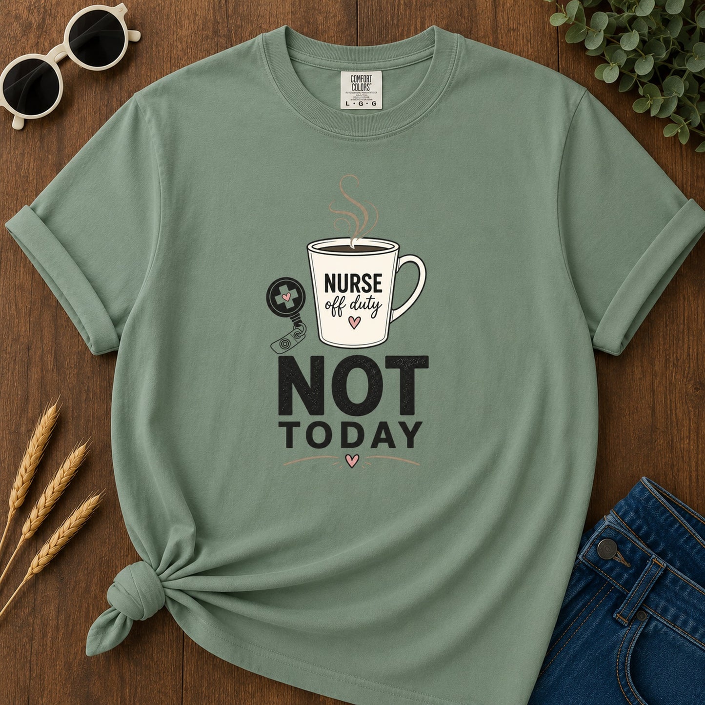 Minimalist Not Today T-Shirt - Light Green Mockup