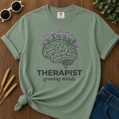 Therapist Growing Minds T-Shirt - Light Green Mockup