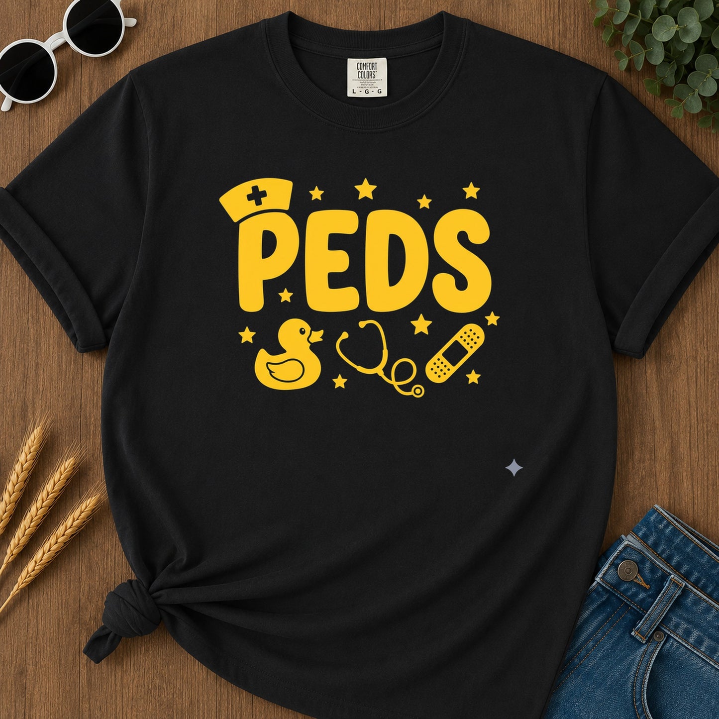 Peds Nurse T-Shirt - Black Mockup
