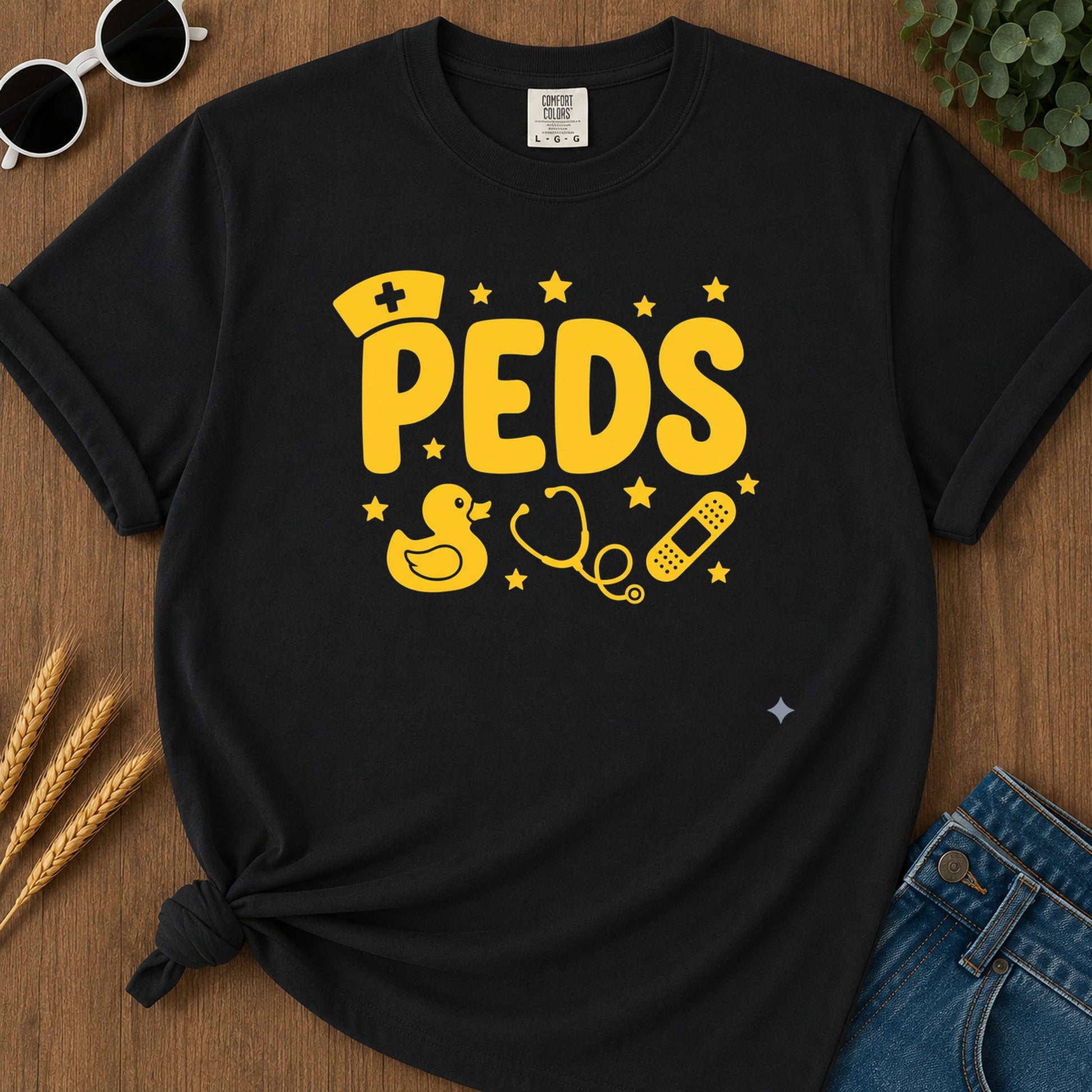 Peds Nurse T-Shirt - Black Mockup