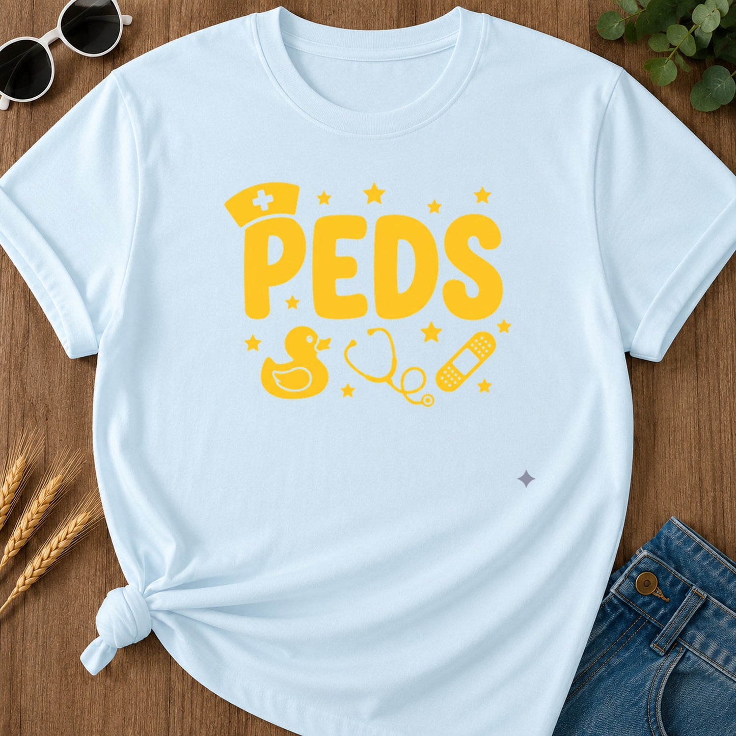 Peds Nurse T-Shirt - Chambray Mockup