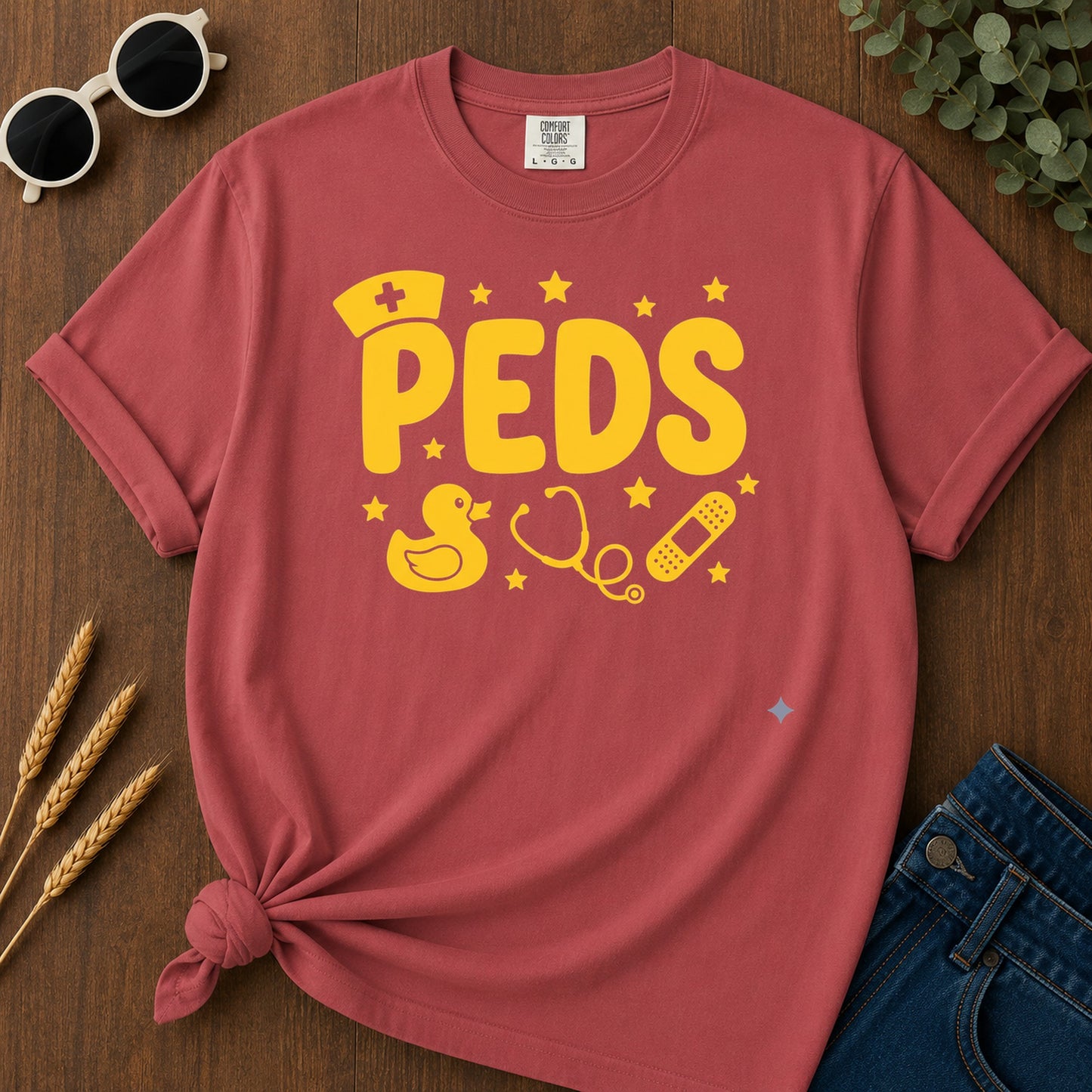 Peds Nurse T-Shirt - Crimson Mockup