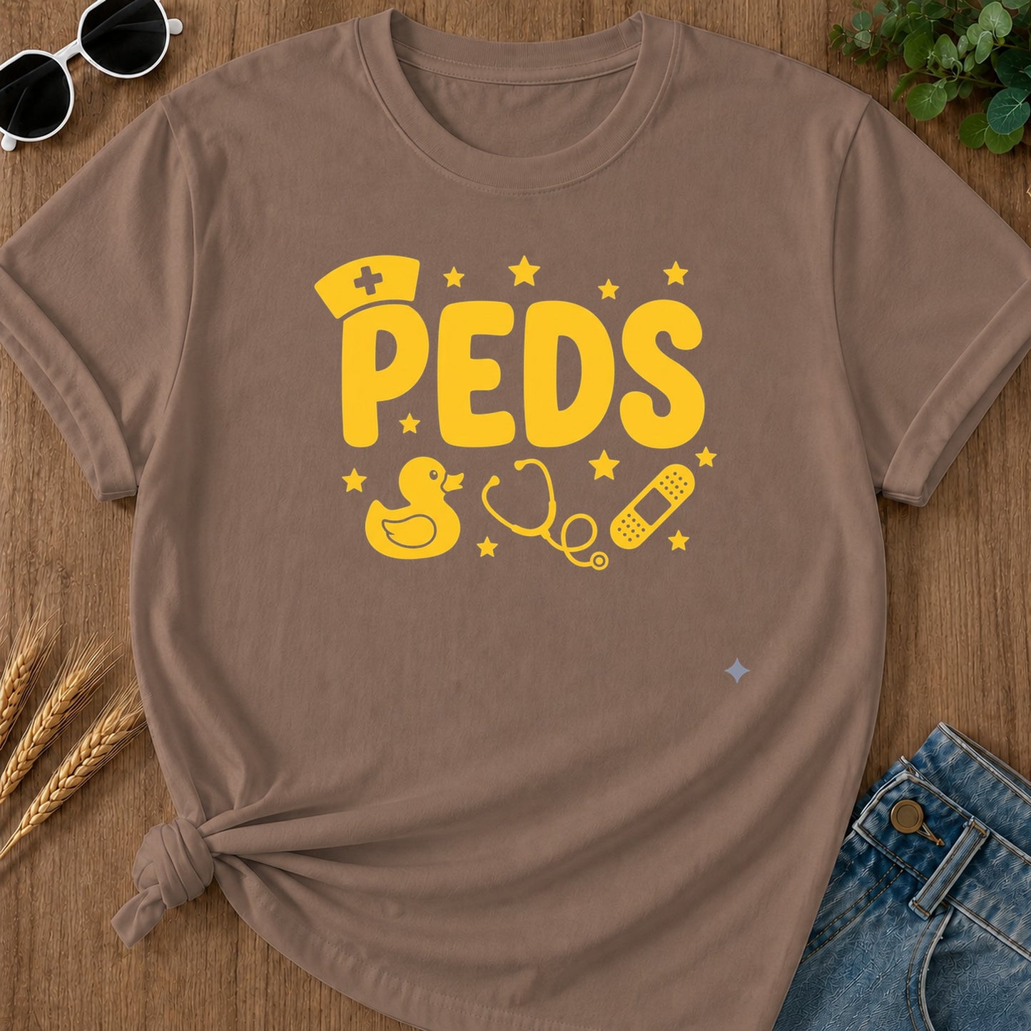 Peds Nurse T-Shirt - Espresso Mockup