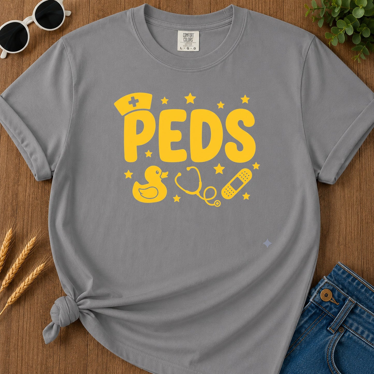 Peds Nurse T-Shirt - Grey Mockup