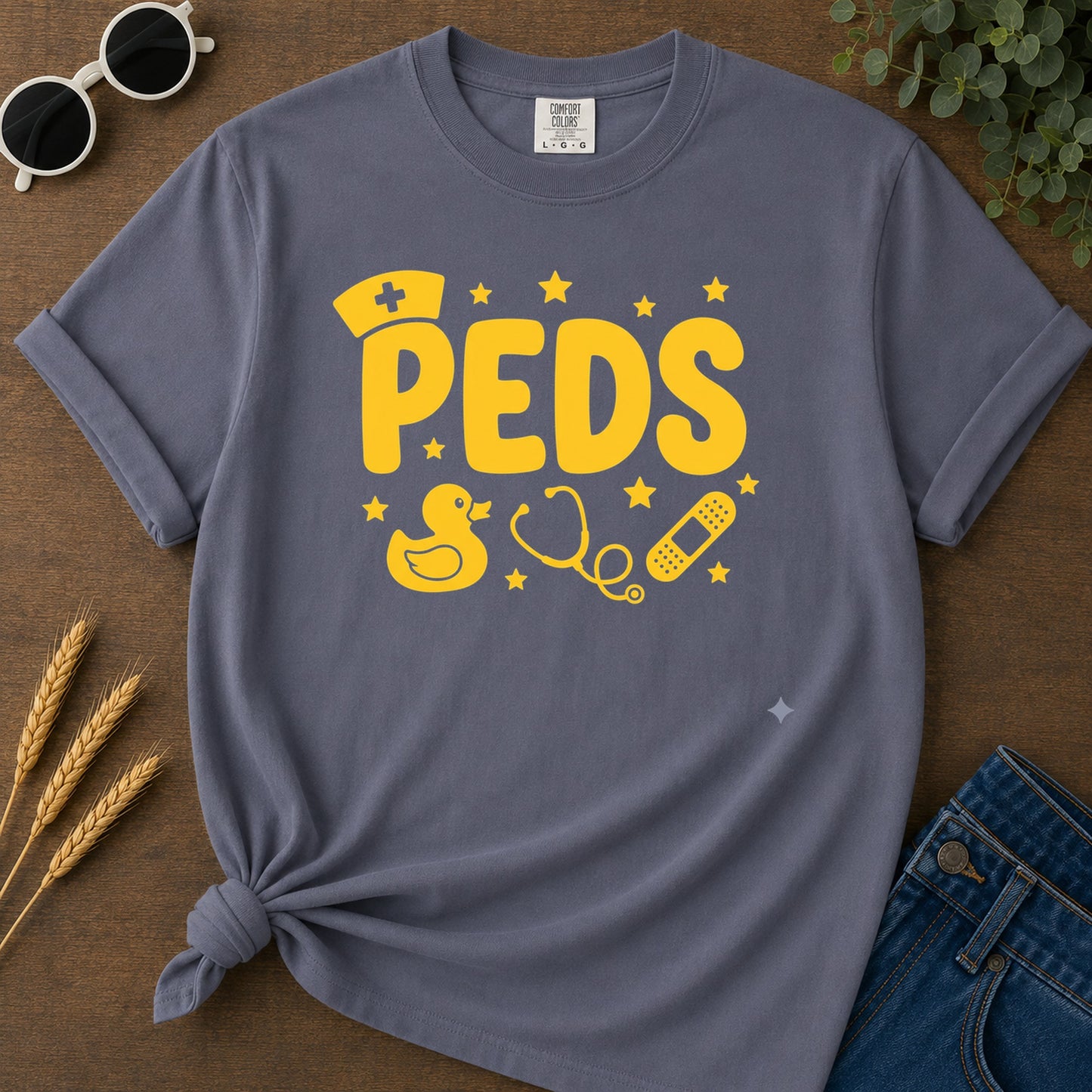 Peds Nurse T-Shirt - Navy Mockup