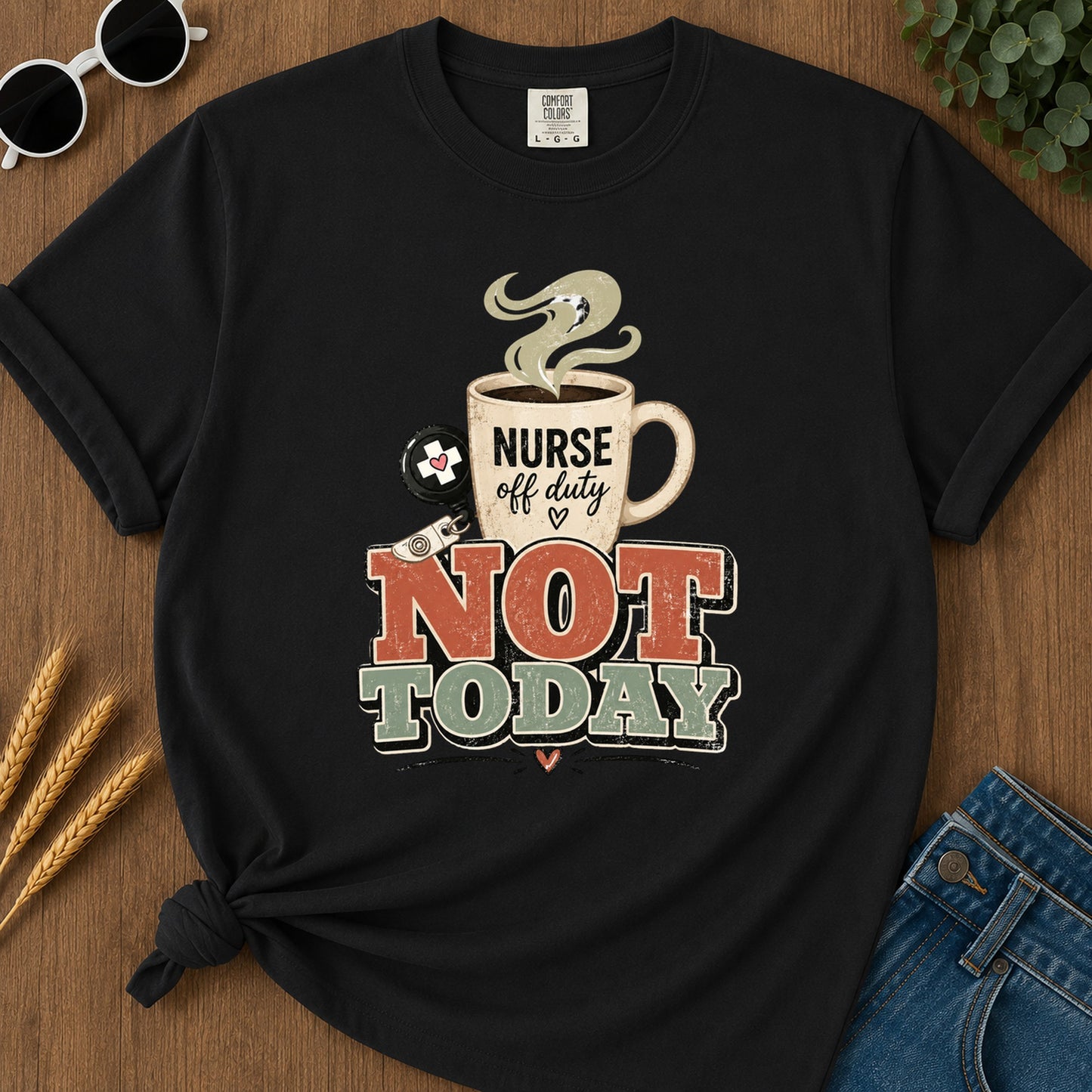 Retro Not Today T-Shirt - Black Mockup