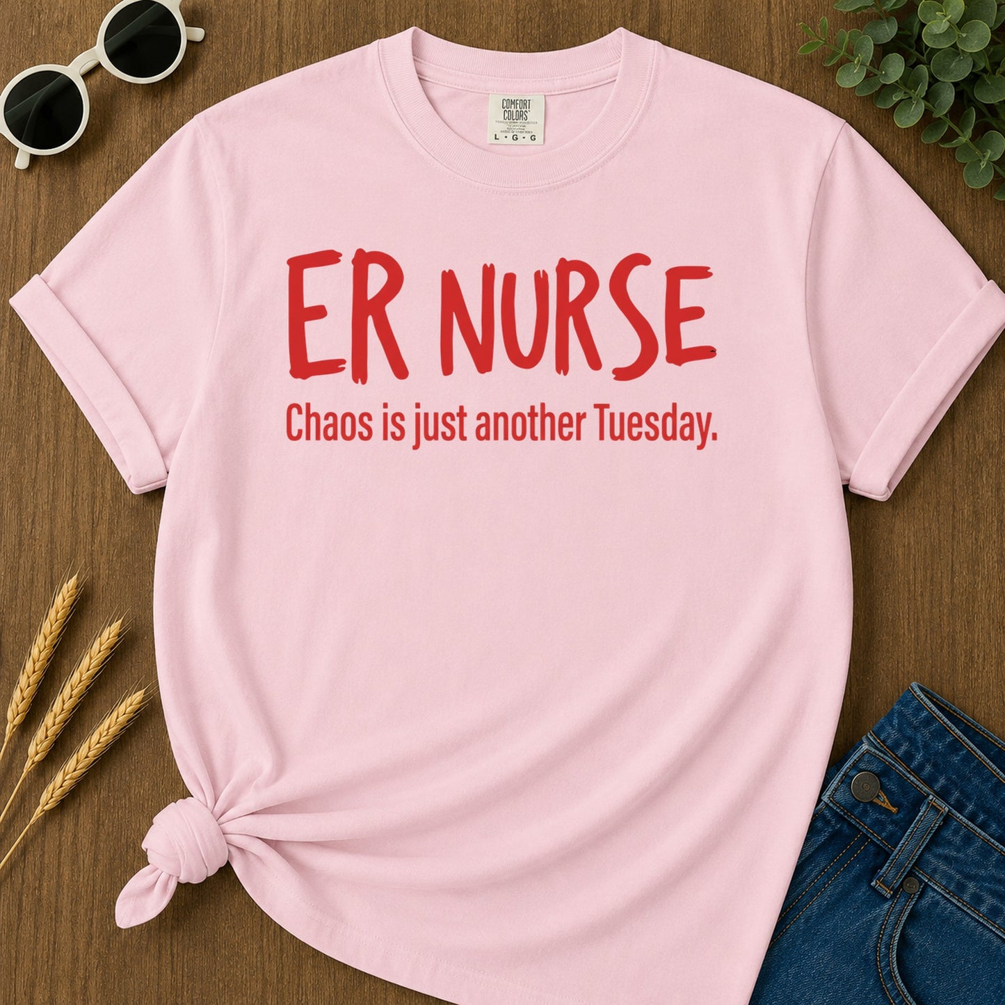 Er Nurse Chaos T-Shirt - Blossom Mockup