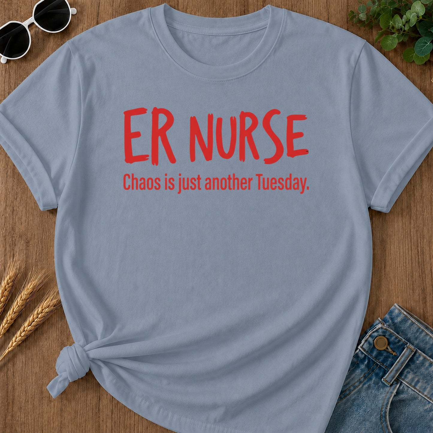 Er Nurse Chaos T-Shirt - Blue Jean Mockup