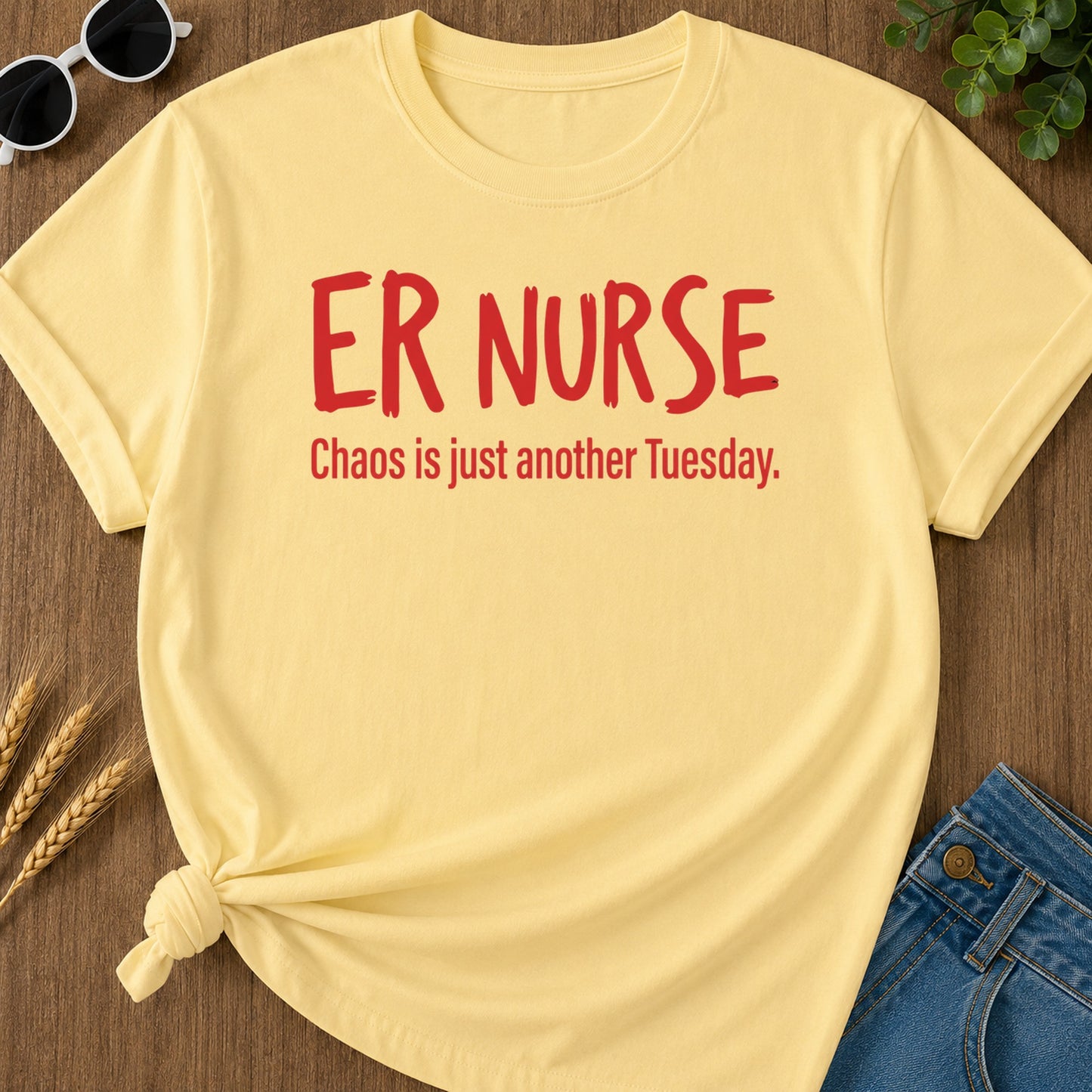 Er Nurse Chaos T-Shirt - Butter Mockup