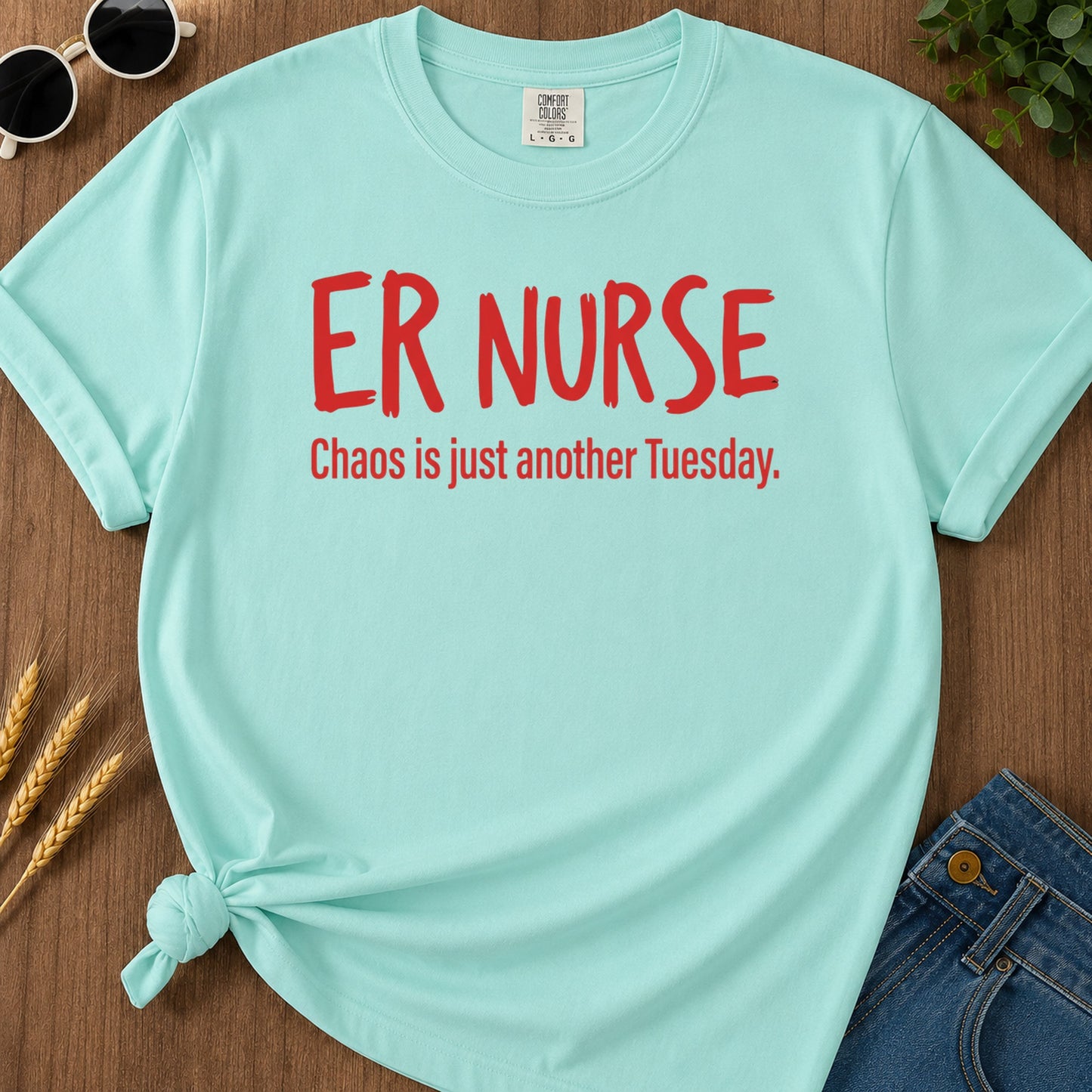 Er Nurse Chaos T-Shirt - Chalky Mint Mockup