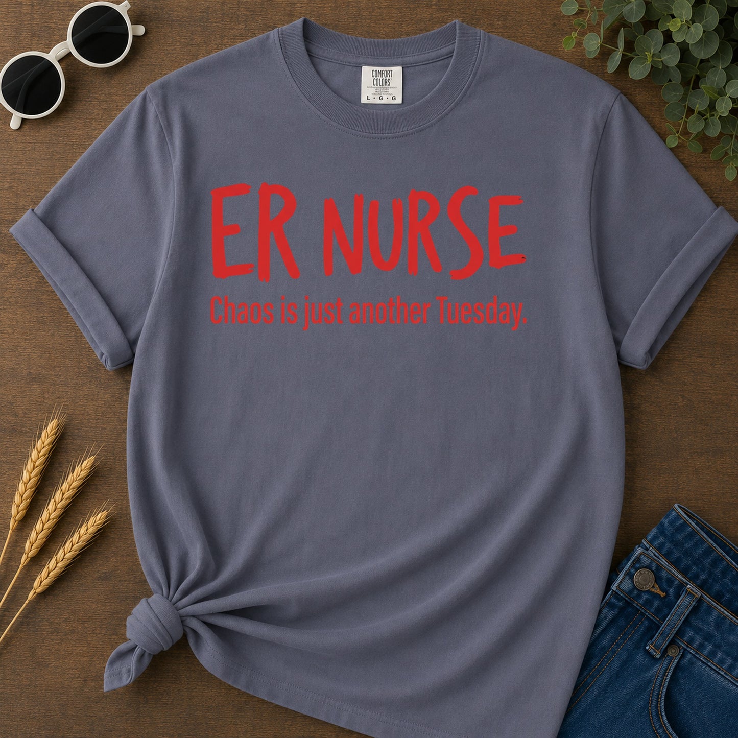 Er Nurse Chaos T-Shirt - Navy Mockup