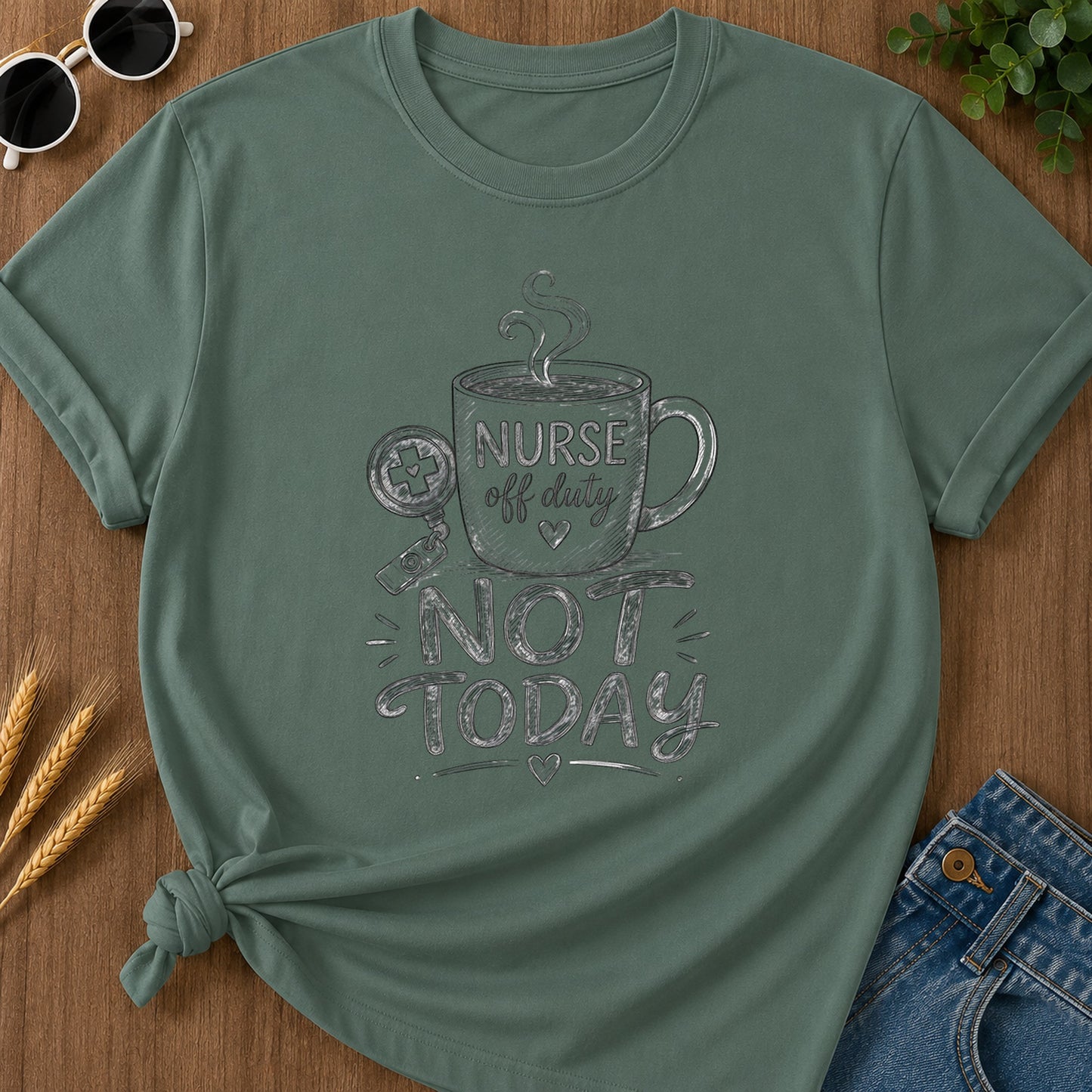 Sketched Coffee T-Shirt - Blue Spruce Mockup