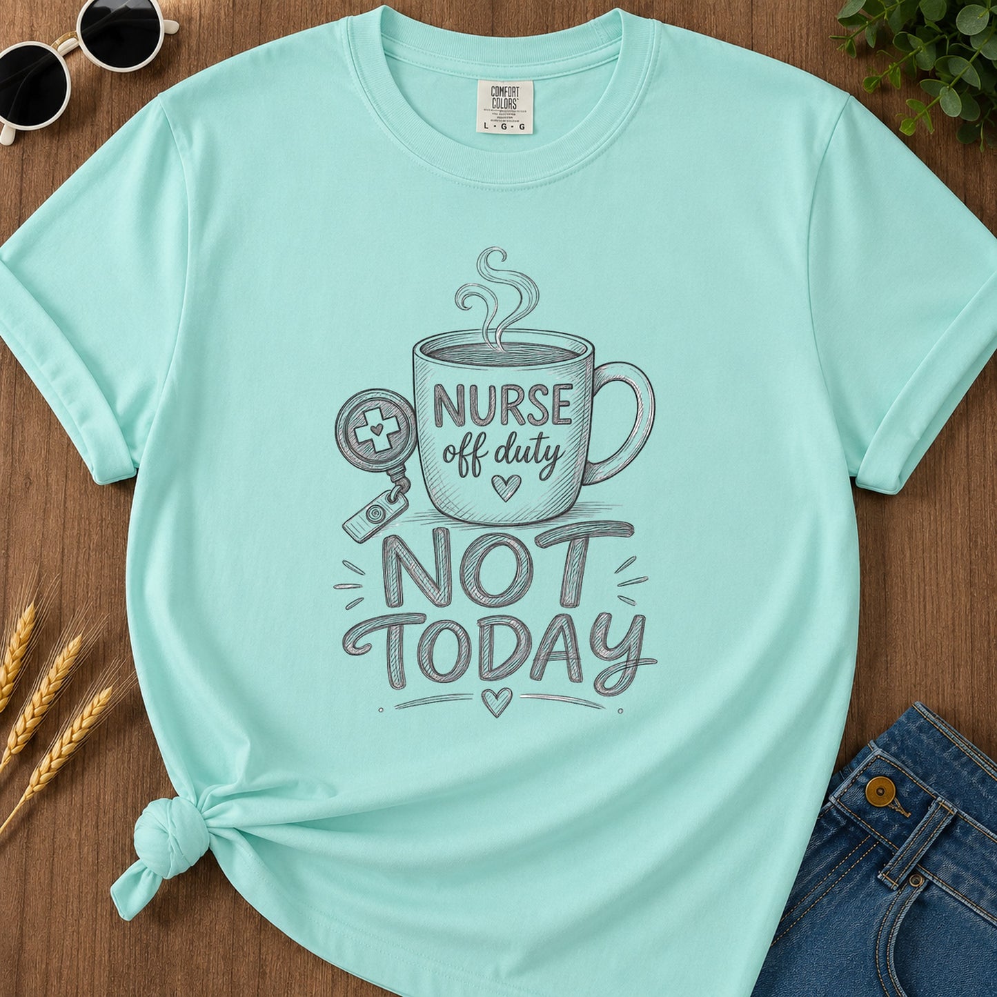 Sketched Coffee T-Shirt - Chalky Mint Mockup