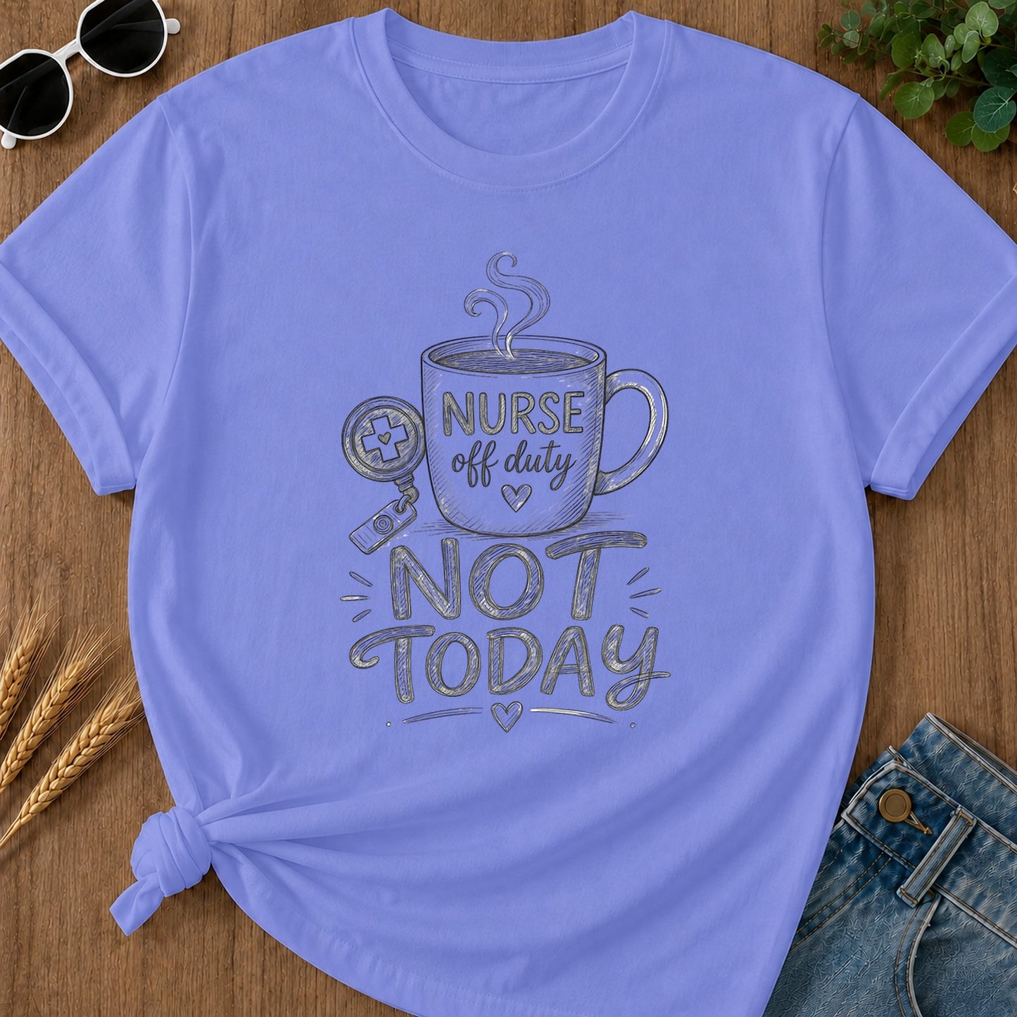 Sketched Coffee T-Shirt - Flo Blue Mockup