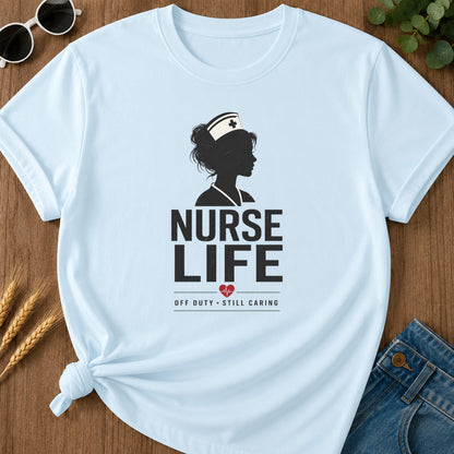 Off Duty Caring T-Shirt - Chambray Mockup