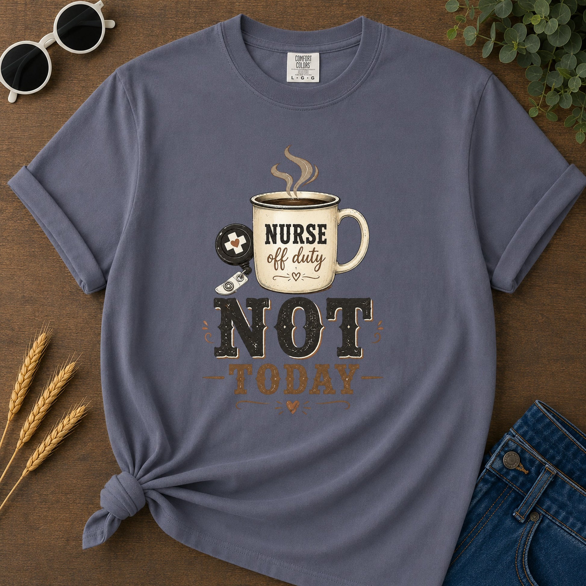 Rustic Not Today T-Shirt - Navy Mockup