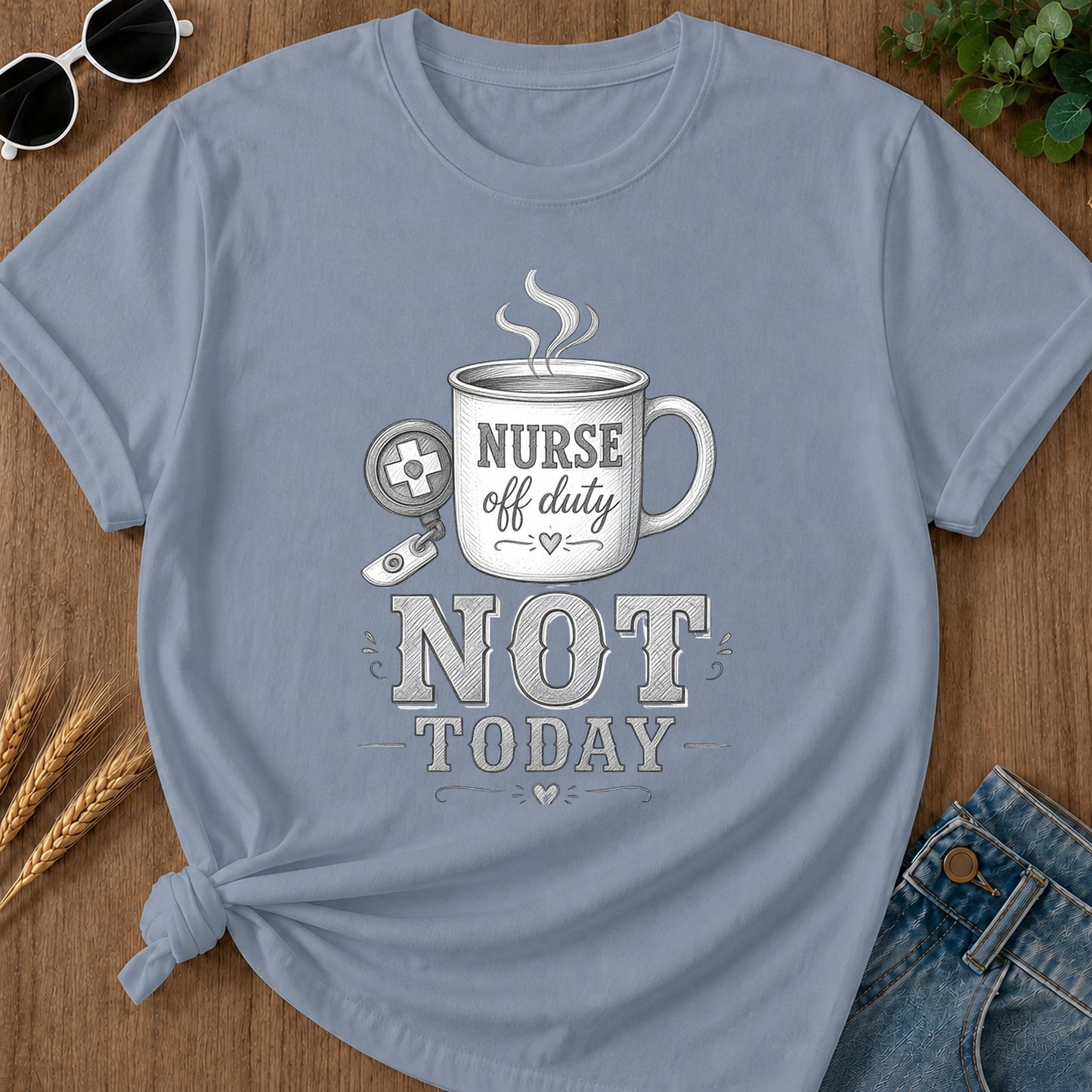 Pencil Coffee T-Shirt - Blue Jean Mockup