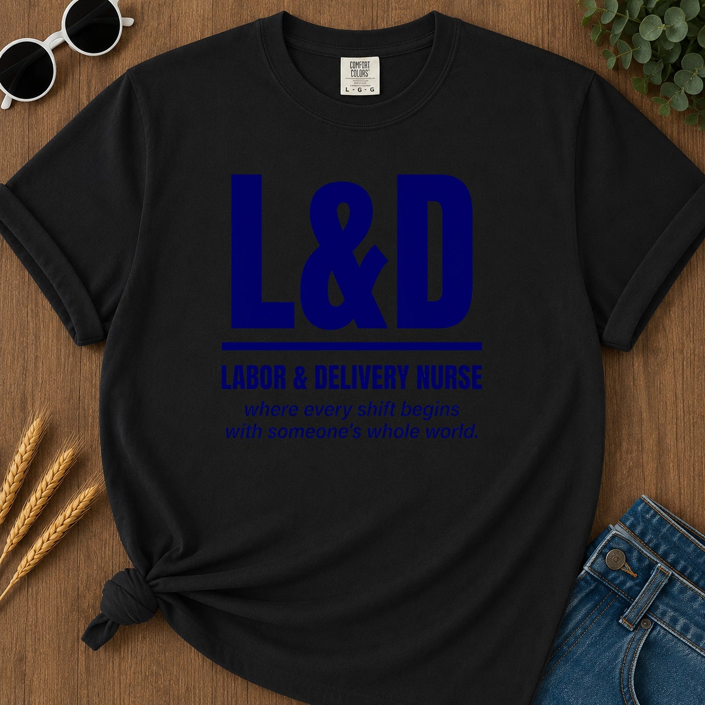 Labor Delivery T-Shirt - Black Mockup