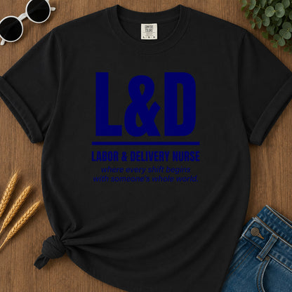 Labor Delivery T-Shirt - Black Mockup